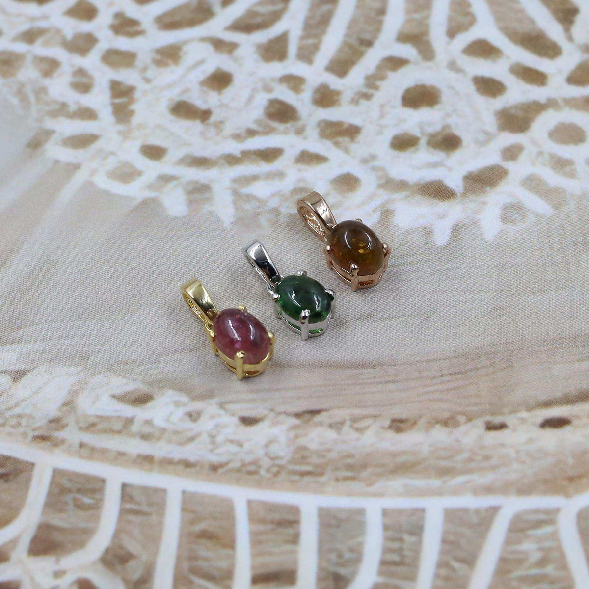 925 Silver Tourmaline Pendant: Natural Gemstone Necklace, Colorful Jewelry