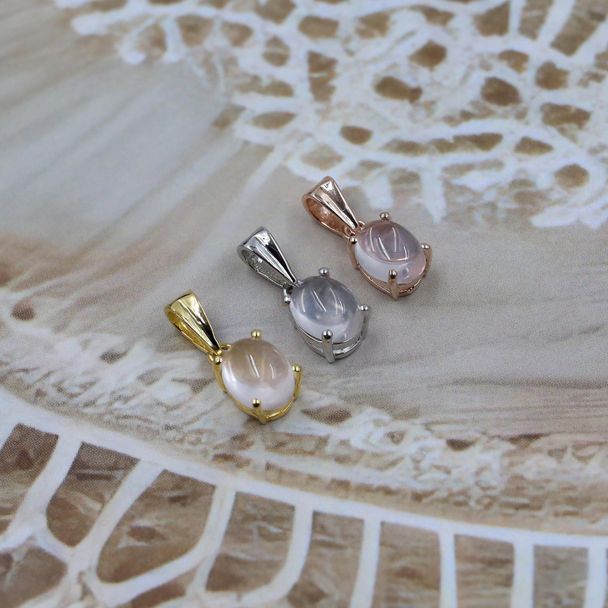 Vintage Rose Quartz Cabochon Pendant: 925 Sterling Silver, Bohemian Jewelry