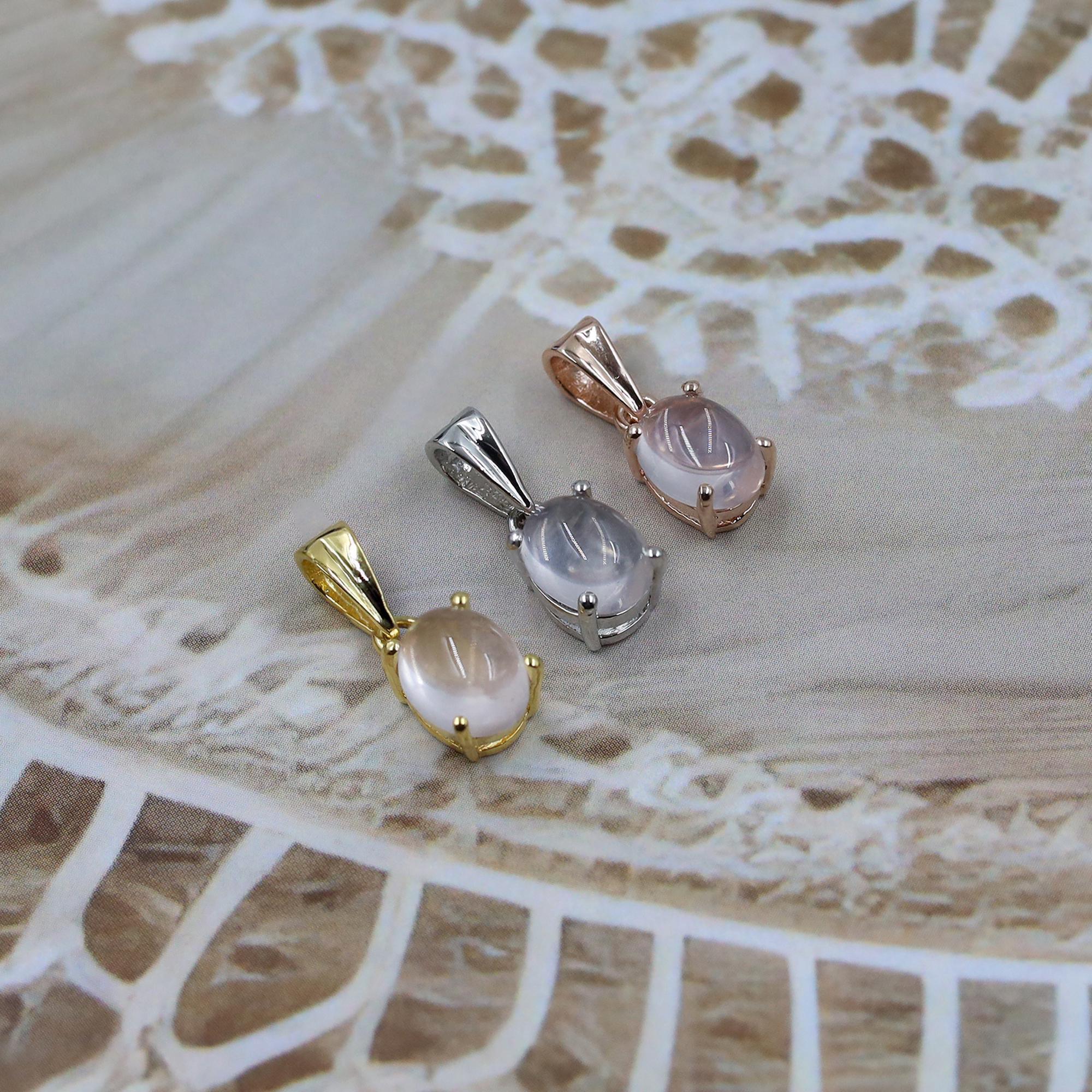 Vintage Rose Quartz Cabochon Pendant: 925 Sterling Silver, Bohemian Jewelry