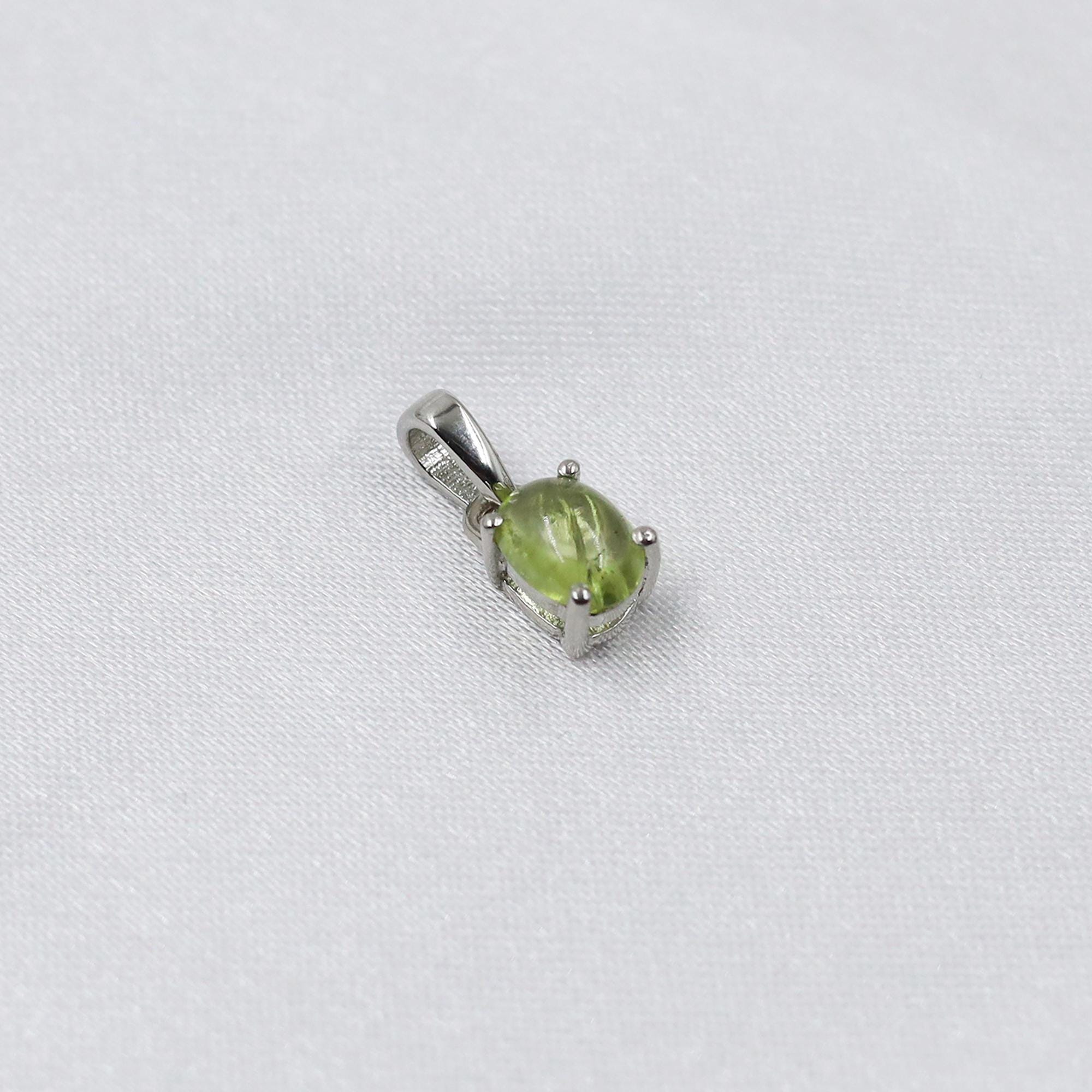 Natural Peridot Pendant: 925 Sterling Silver Oval Necklace