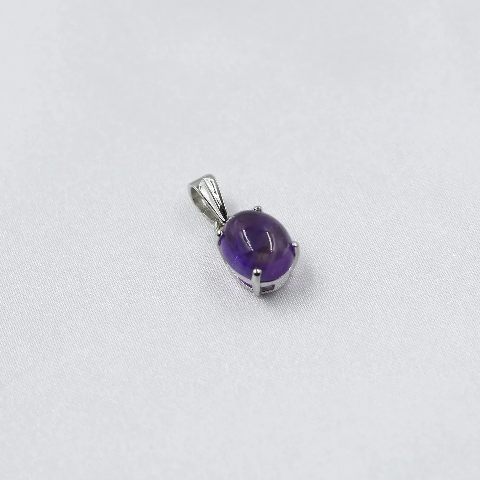 Natural Amethyst Pendant: 925 Sterling Silver, Oval Gemstone Necklace