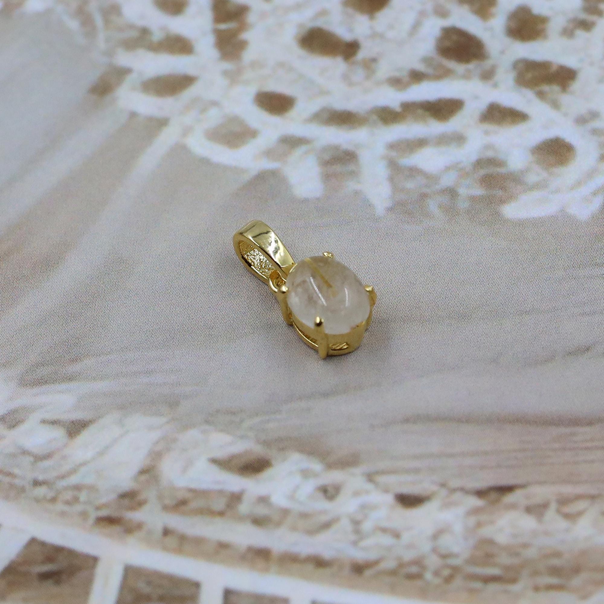 Rutilated Quartz Pendant: Natural Golden Rutile, Sterling Silver Necklace