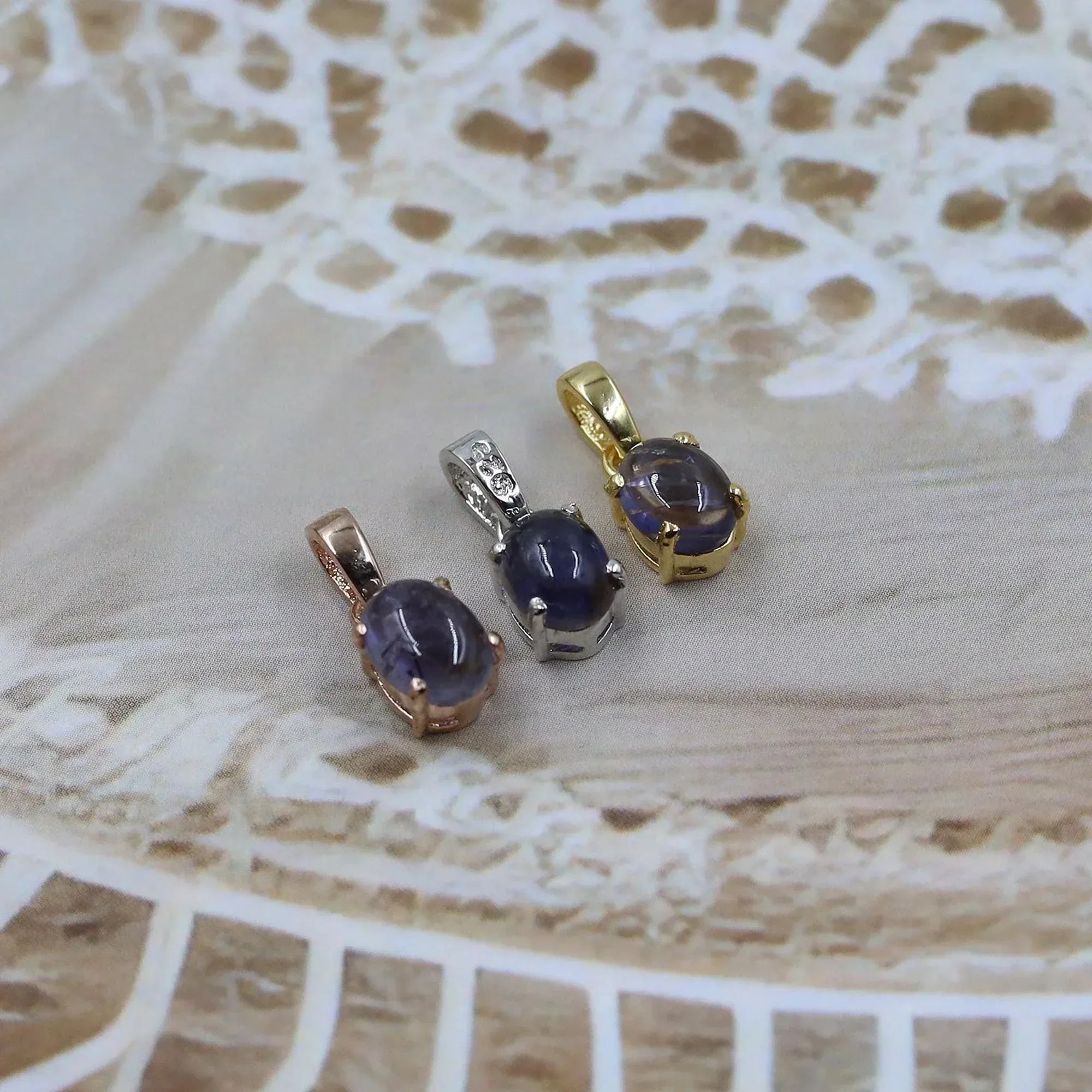 Handmade Iolite Gemstone Pendant: 925 Sterling Silver Necklace