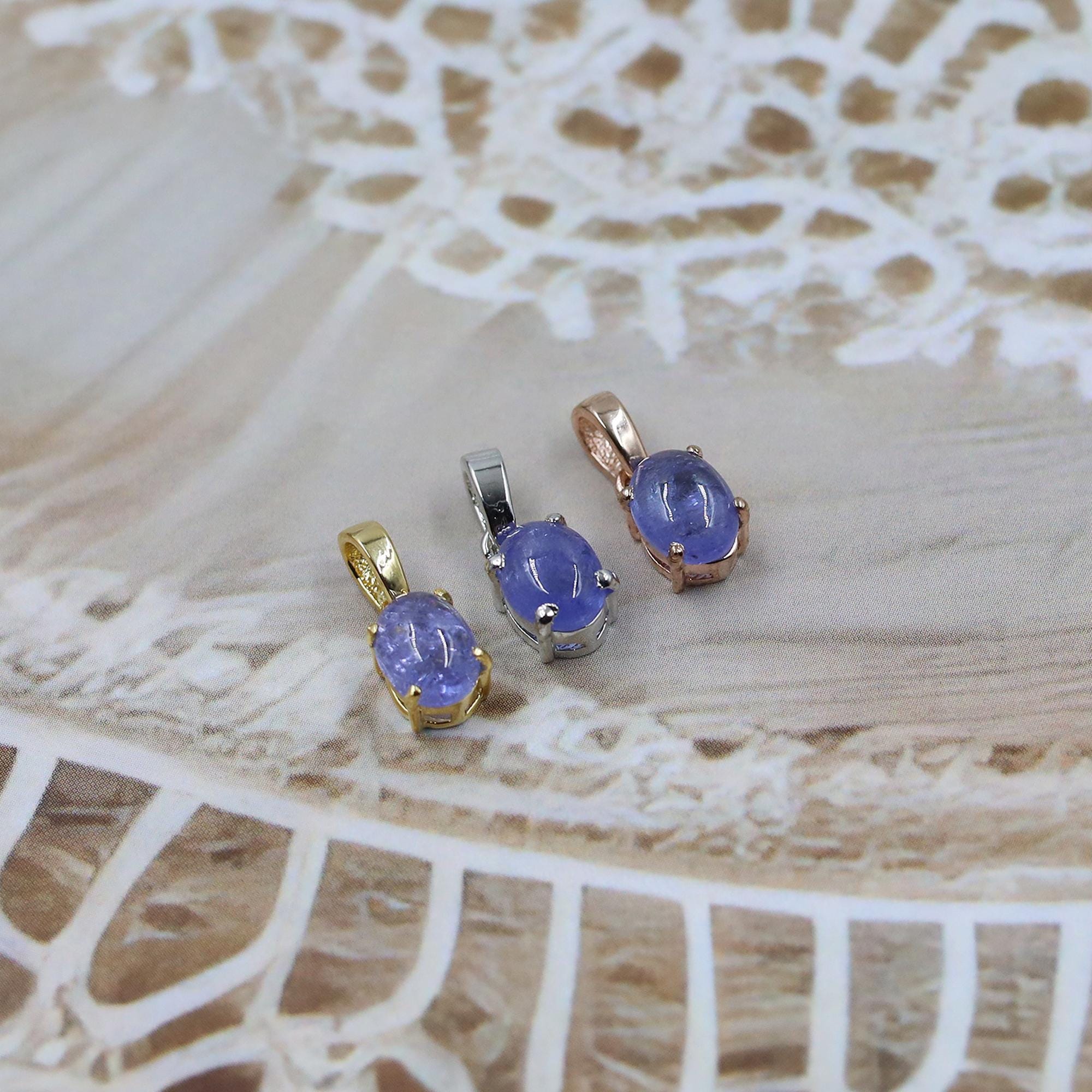 Natural Blue Tanzanite 925 Silver Pendant: Handmade Dainty Necklace