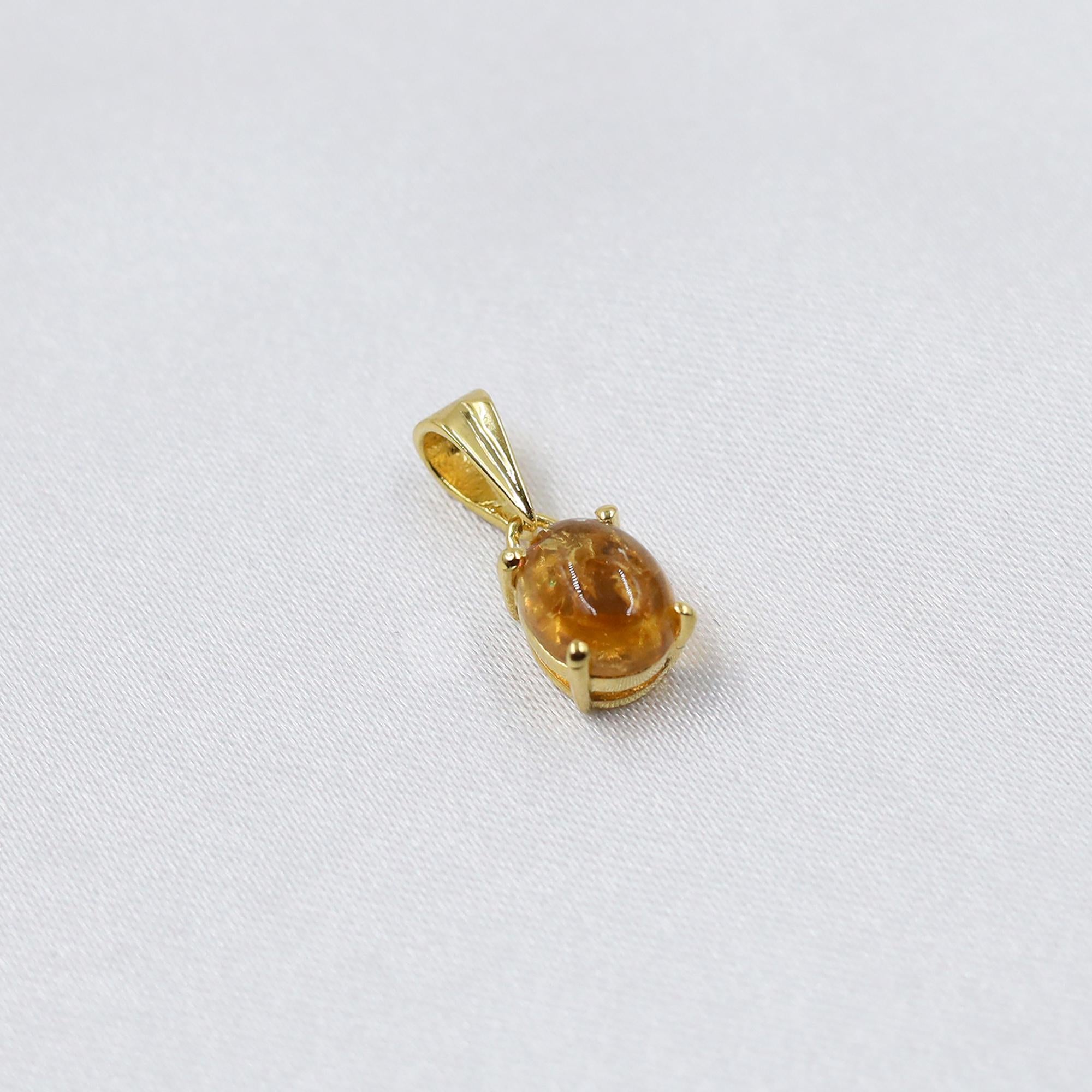 Natural Citrine Pendant: Handmade 925 Silver Oval Jewelry