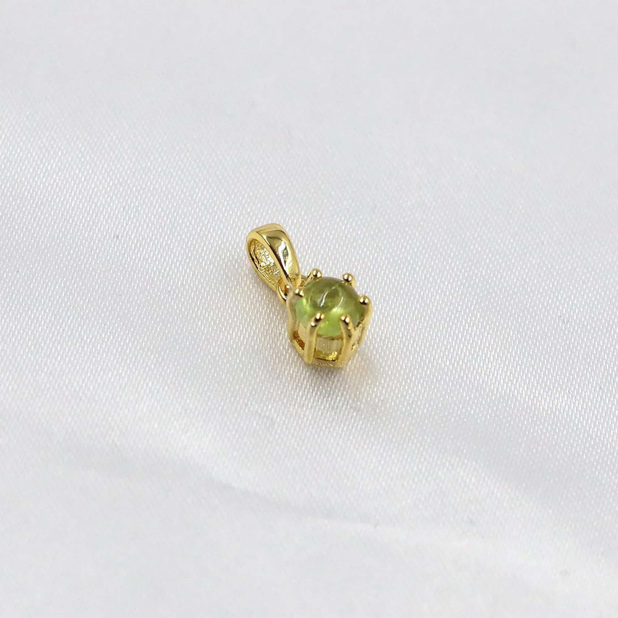 Sterling Silver Peridot Pendant: Round Green Gemstone Necklace