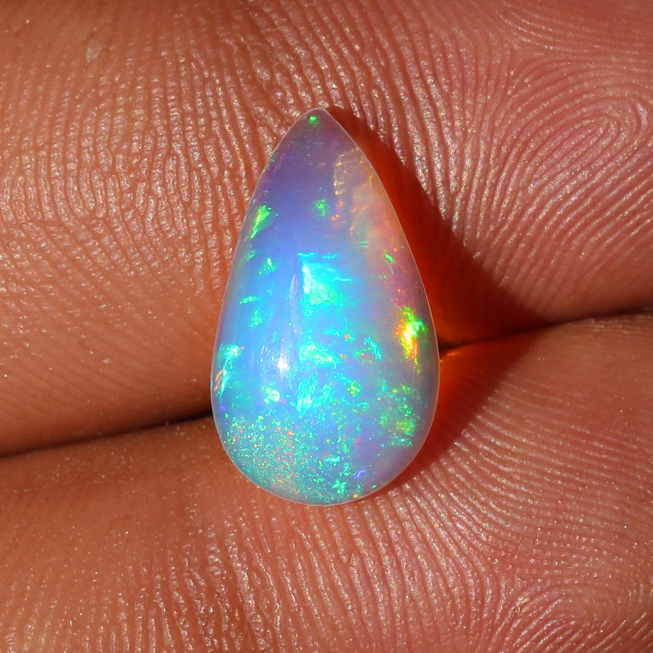 Welo Ethiopian Opal Cabochon: Pear-Cut Fire Opal Gemstone, 3 Cts