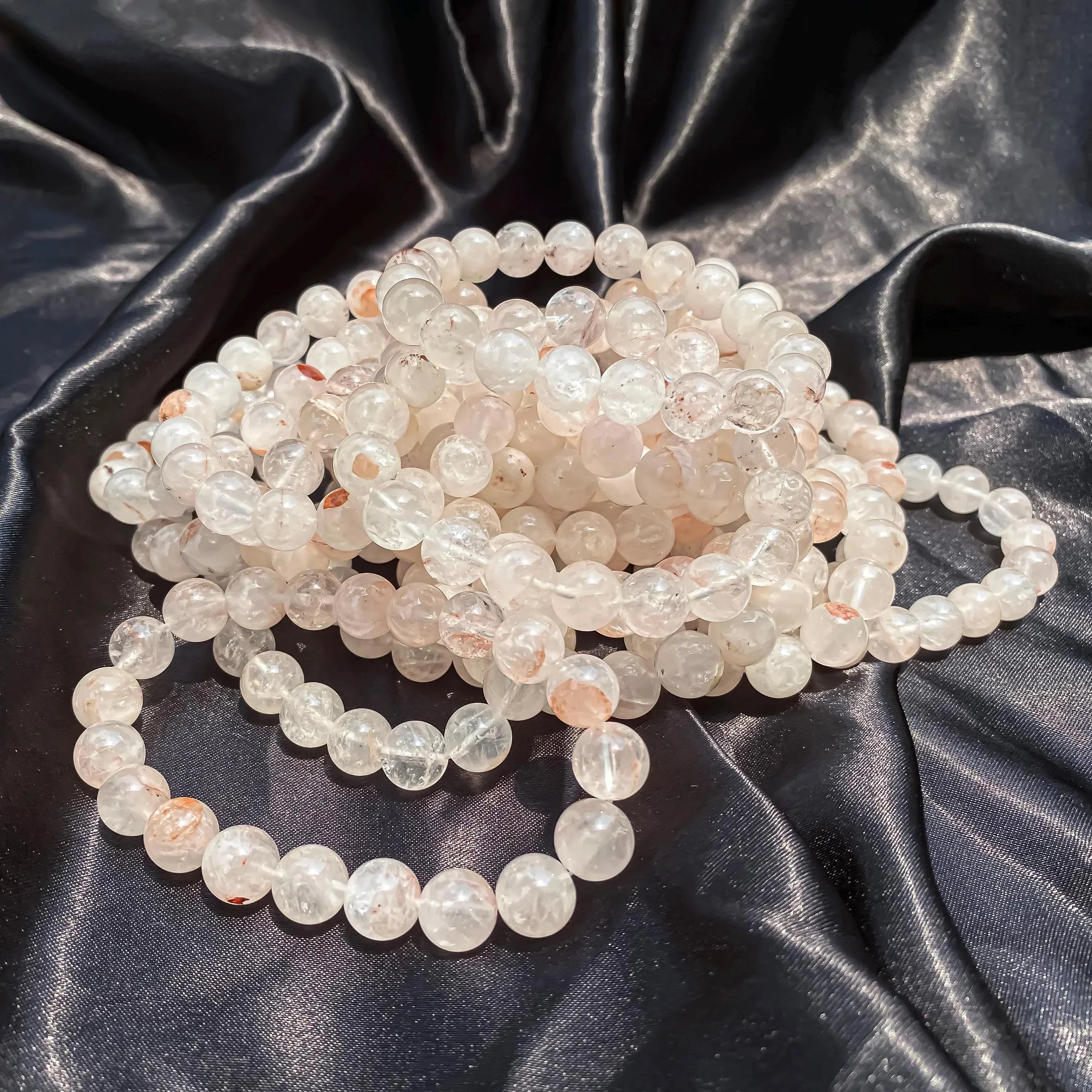 Himalayan Pink Quartz Bracelet: Handmade Gemstone Healing Jewelry Himalayan Quartz Bracelets