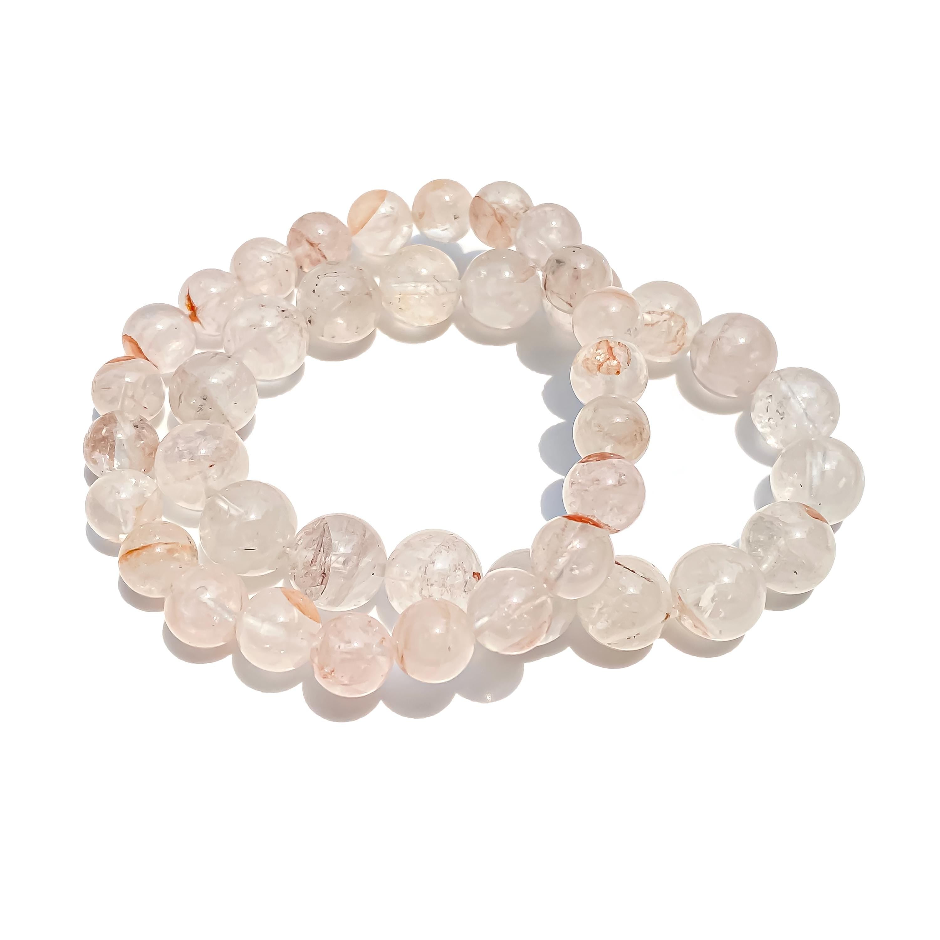 Himalayan Pink Quartz Bracelet: Handmade Gemstone Healing Jewelry