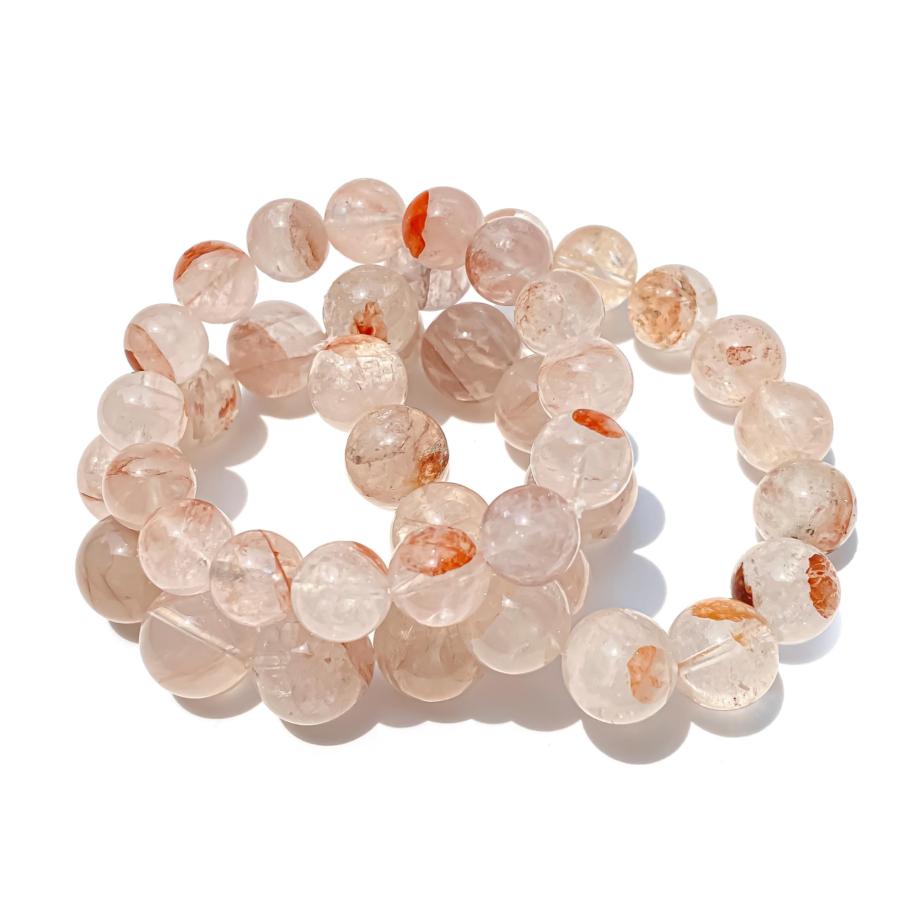 Himalayan Pink Quartz Beaded Bracelet: Healing Crystal Jewelry