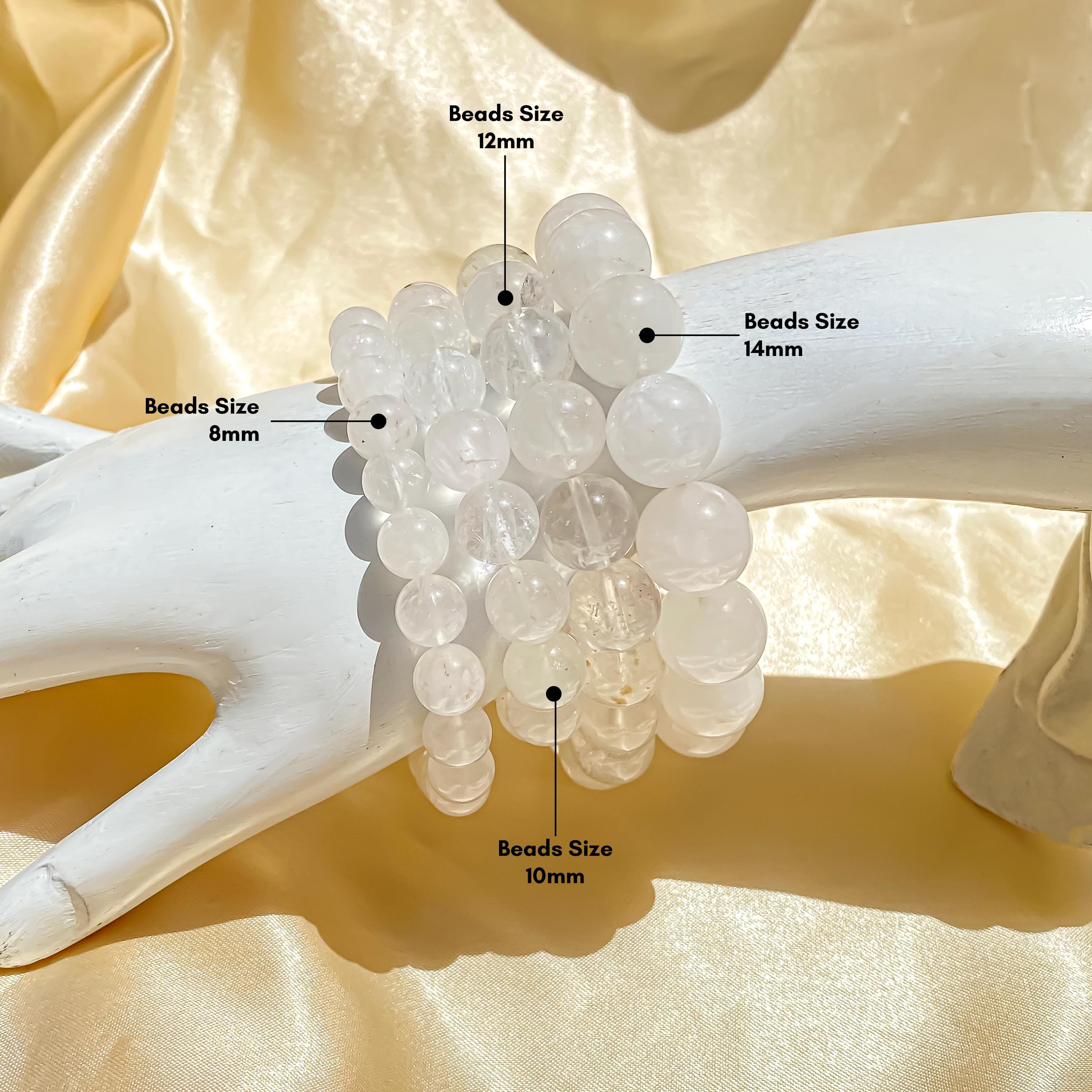 White Quartz Healing Bracelet: Samadhi Crystal, Rainbow Inclusions