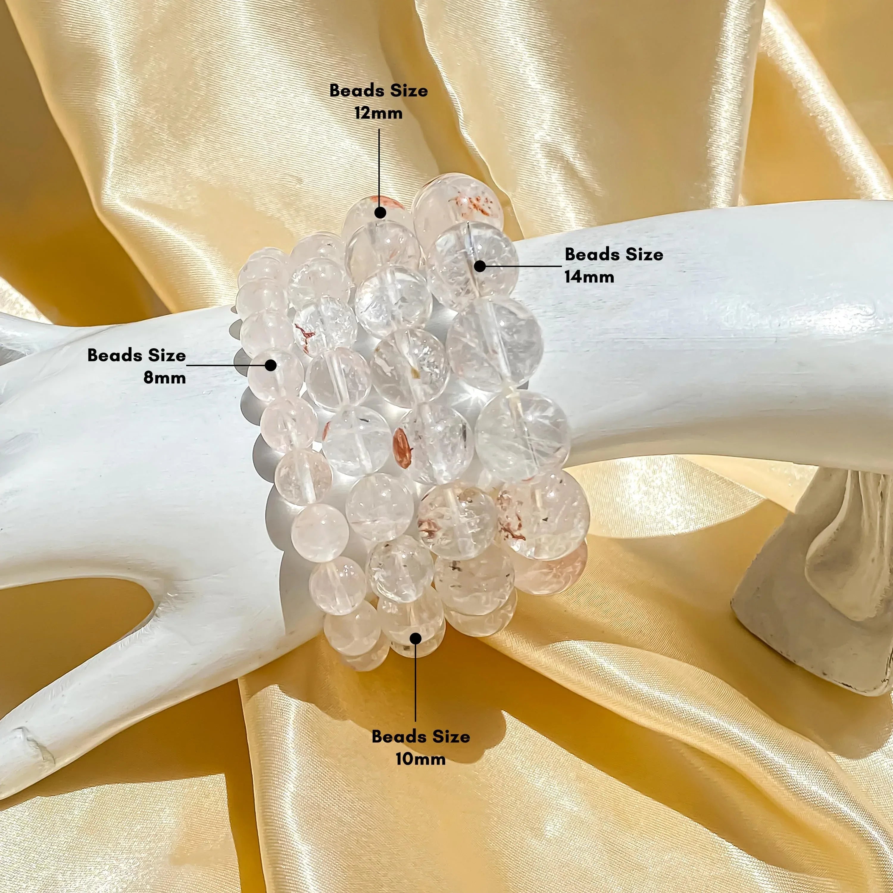 Himalayan White Quartz Bracelet: Rainbow Inclusions, Healing Crystal Energy Himalayan Quartz Bracelets