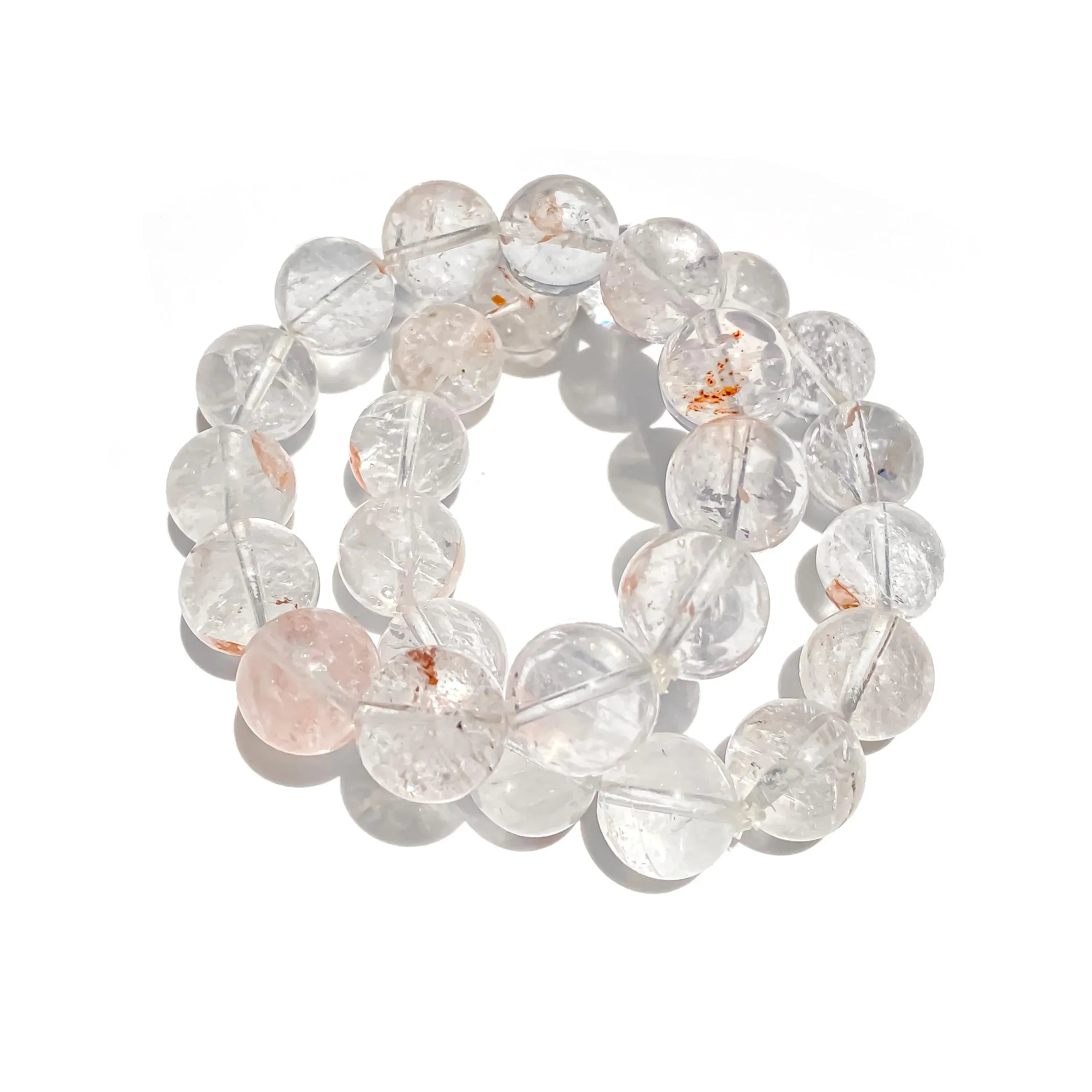 Himalayan White Quartz Bracelet: Rainbow Inclusions, Healing Crystal Energy Himalayan Quartz Bracelets
