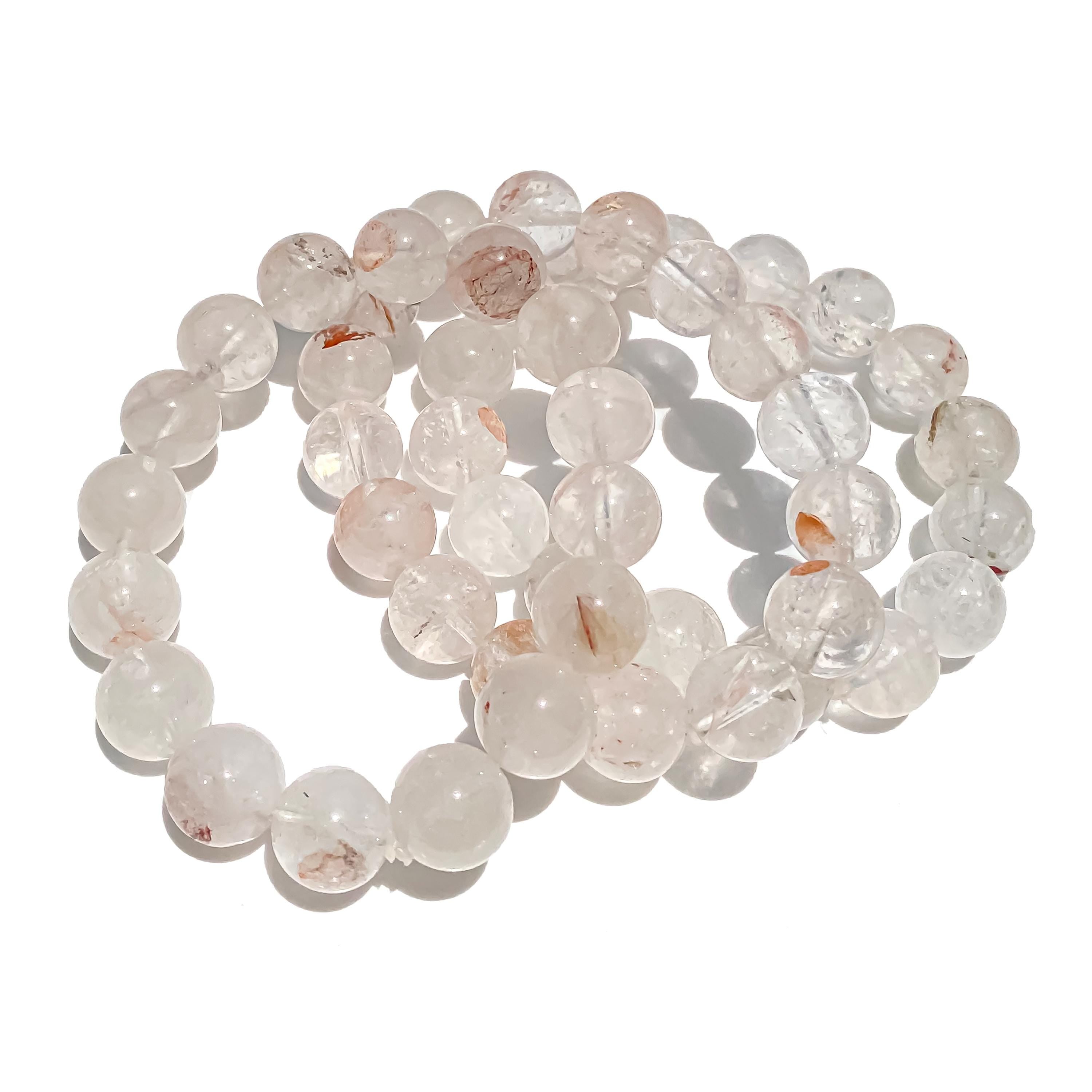 Himalayan White Quartz Bracelet: Rainbow Crystal Healing Jewelry