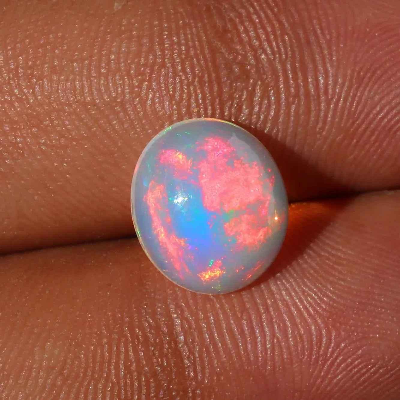Ethiopian Opal Gemstone: 2.5 Ct Oval Cabochon Multi-Color Fire Play loose gemstones