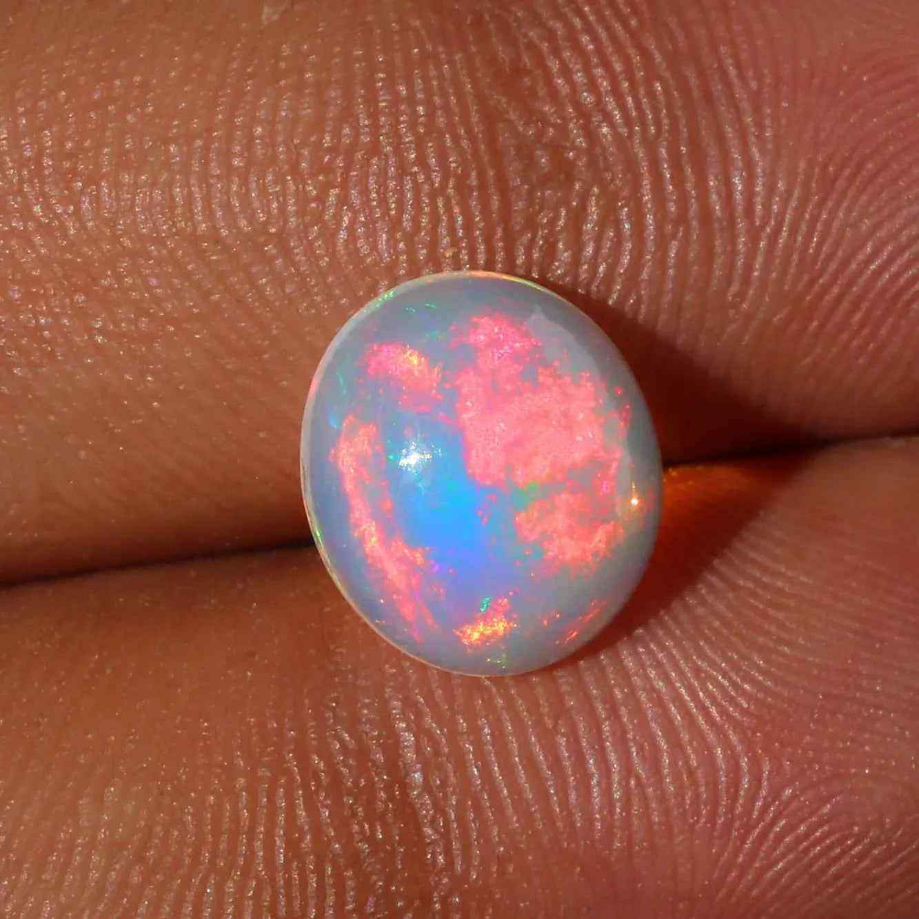 Ethiopian Opal Gemstone: 2.5 Ct Oval Cabochon Multi-Color Fire Play Loose Gemstones