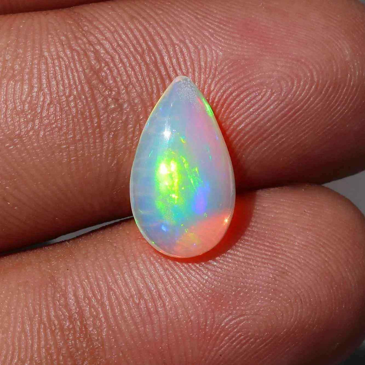 Ethiopian Welo Fire Opal Cabochon Pear Shape Gemstone 1.9 cts Loose Gemstones