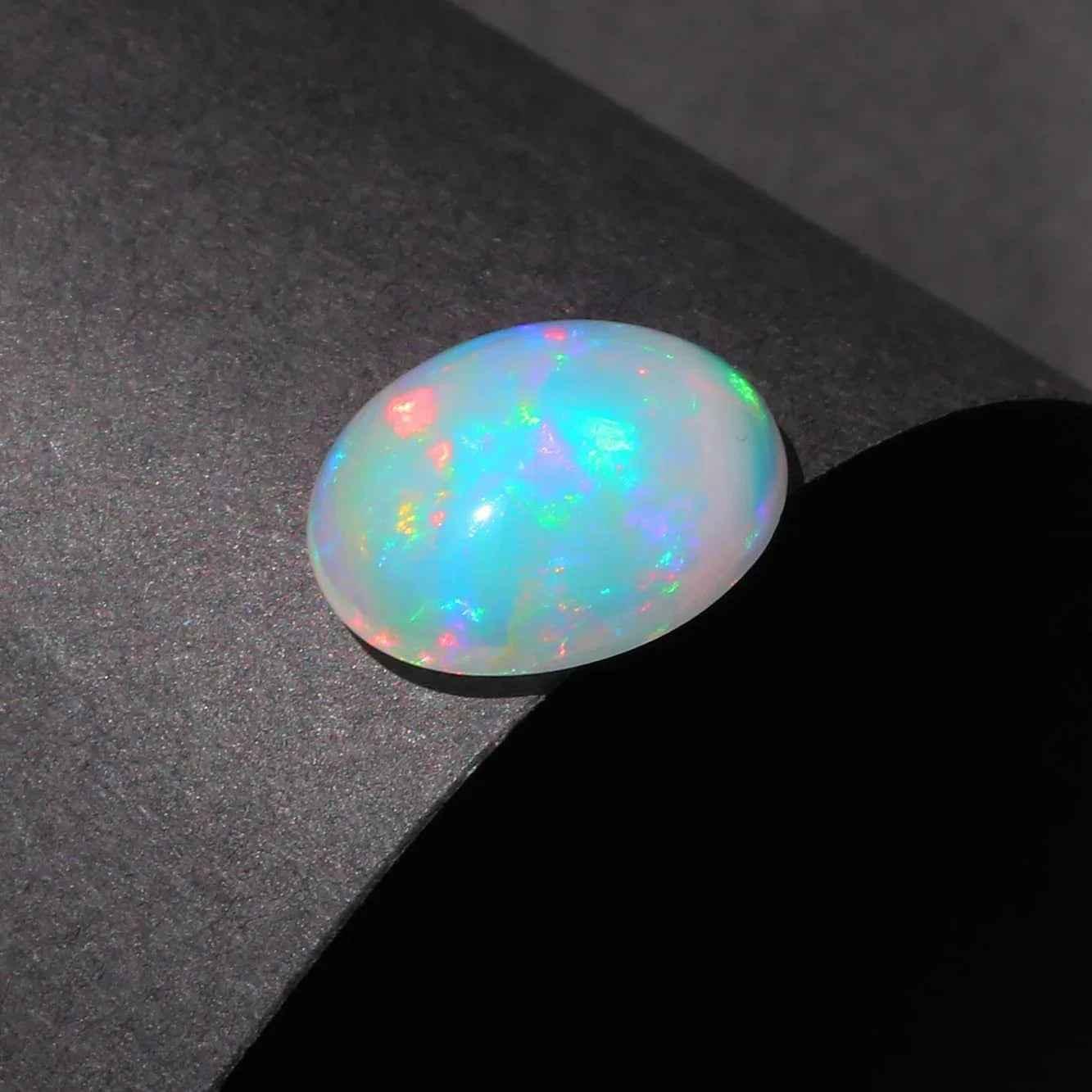 Ethiopian Welo Opal Cabochon: Multi Rainbow Fire Gemstone, 2.40 ct loose gemstones
