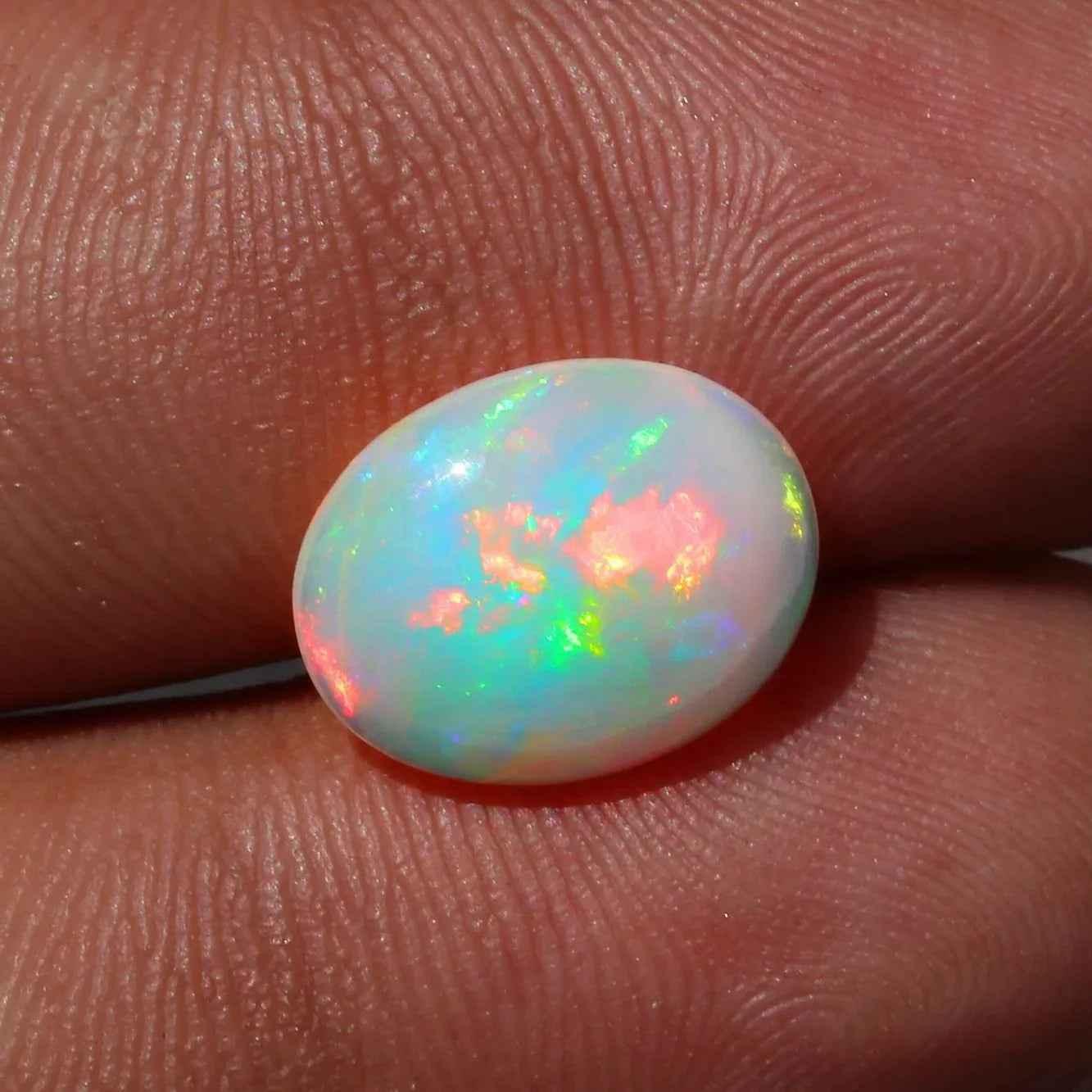 Ethiopian Welo Opal Cabochon: Multi Rainbow Fire Gemstone, 2.40 ct loose gemstones