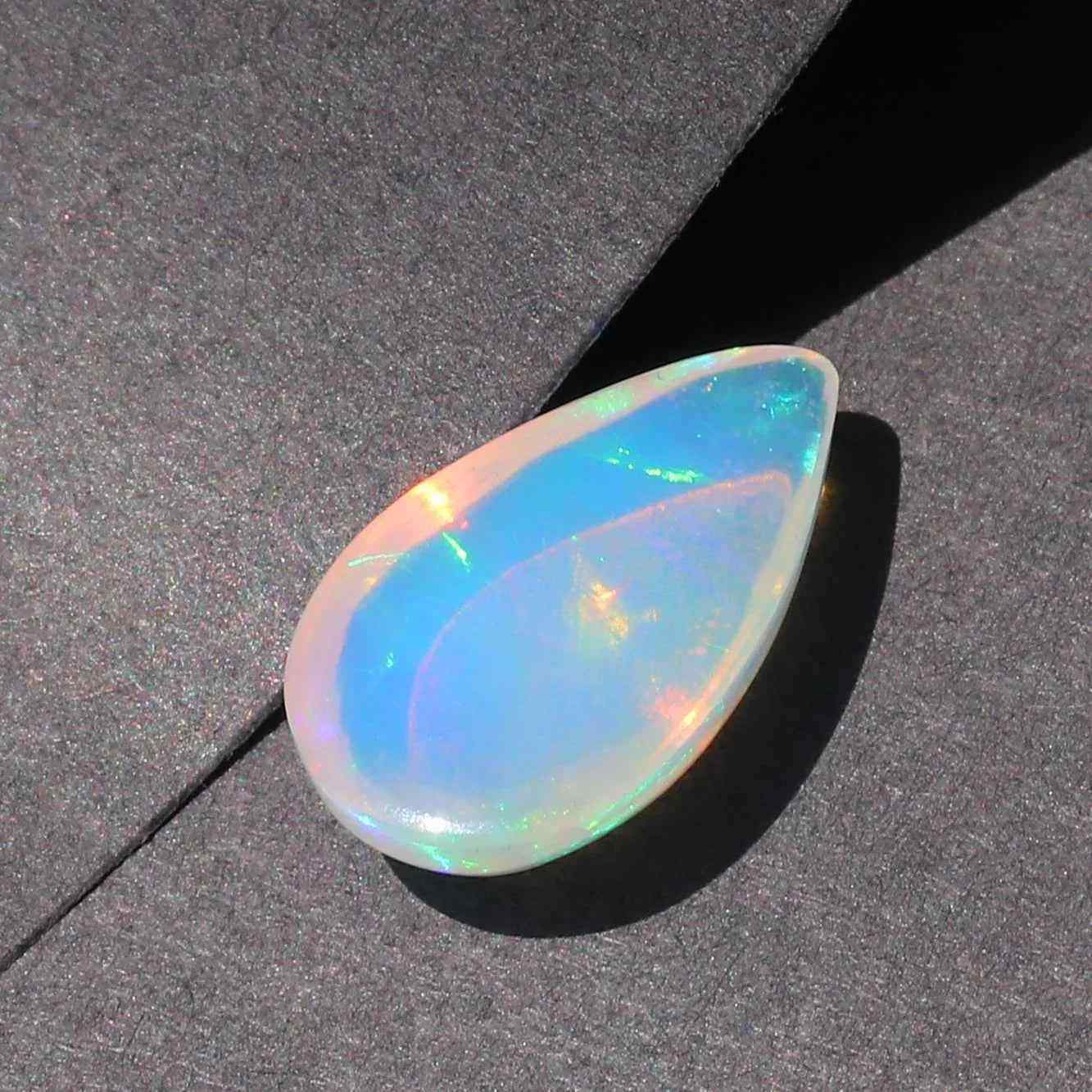 Welo Opal Cabochon: 2.88 Carat Pear Shape Ethiopian Gemstone Loose Gemstones