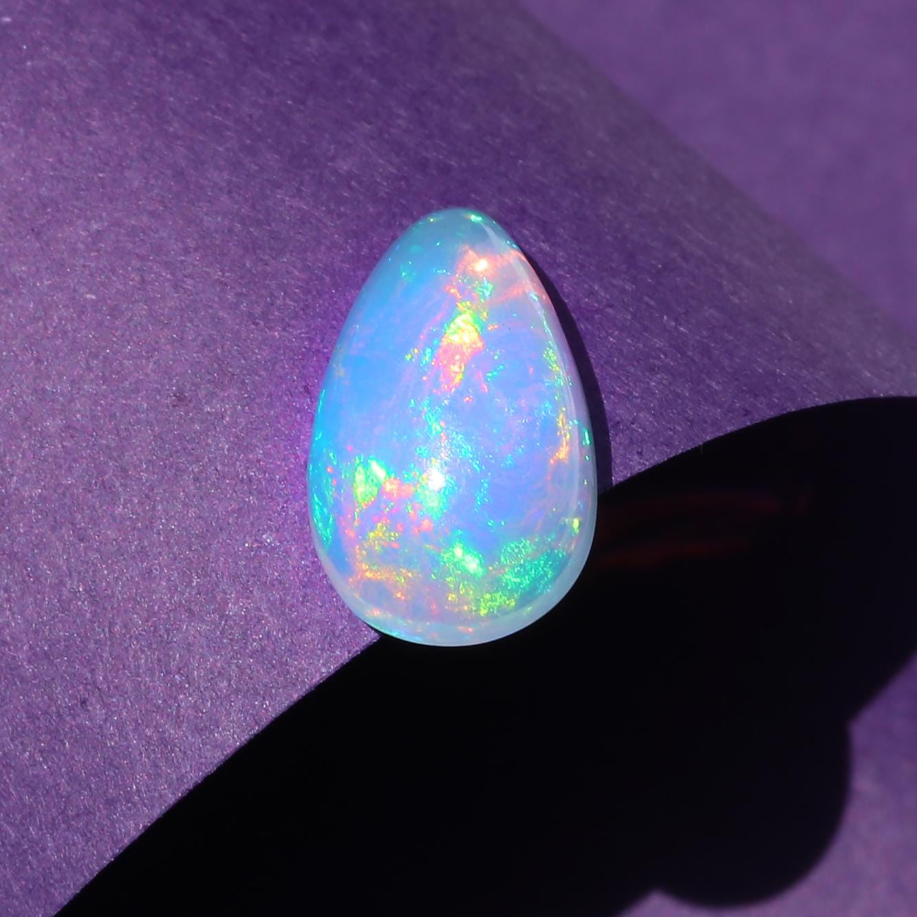 Welo Opal Cabochon: Pear Shape Ethiopian Gemstone, 2.84 cts
