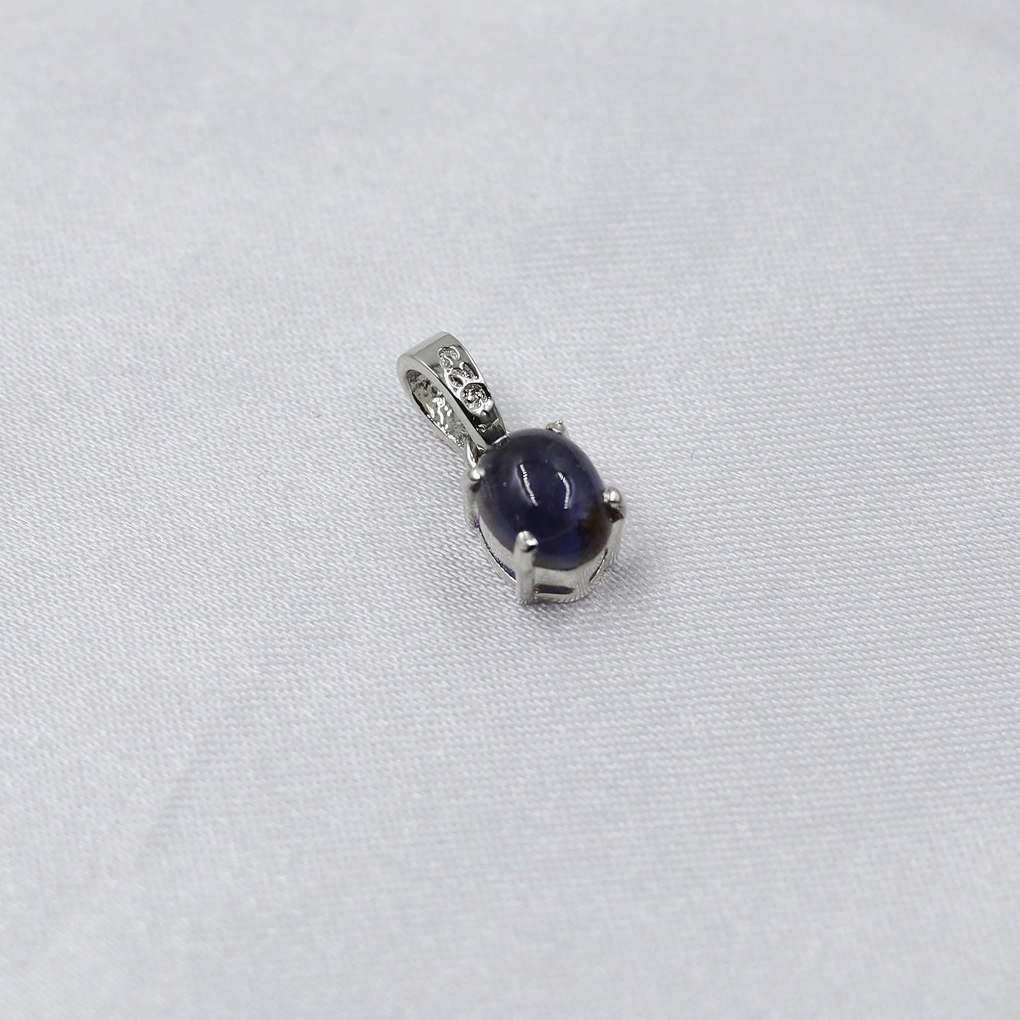 Natural Iolite Pendant: Sterling Silver & Yellow Gold, September Birthstone