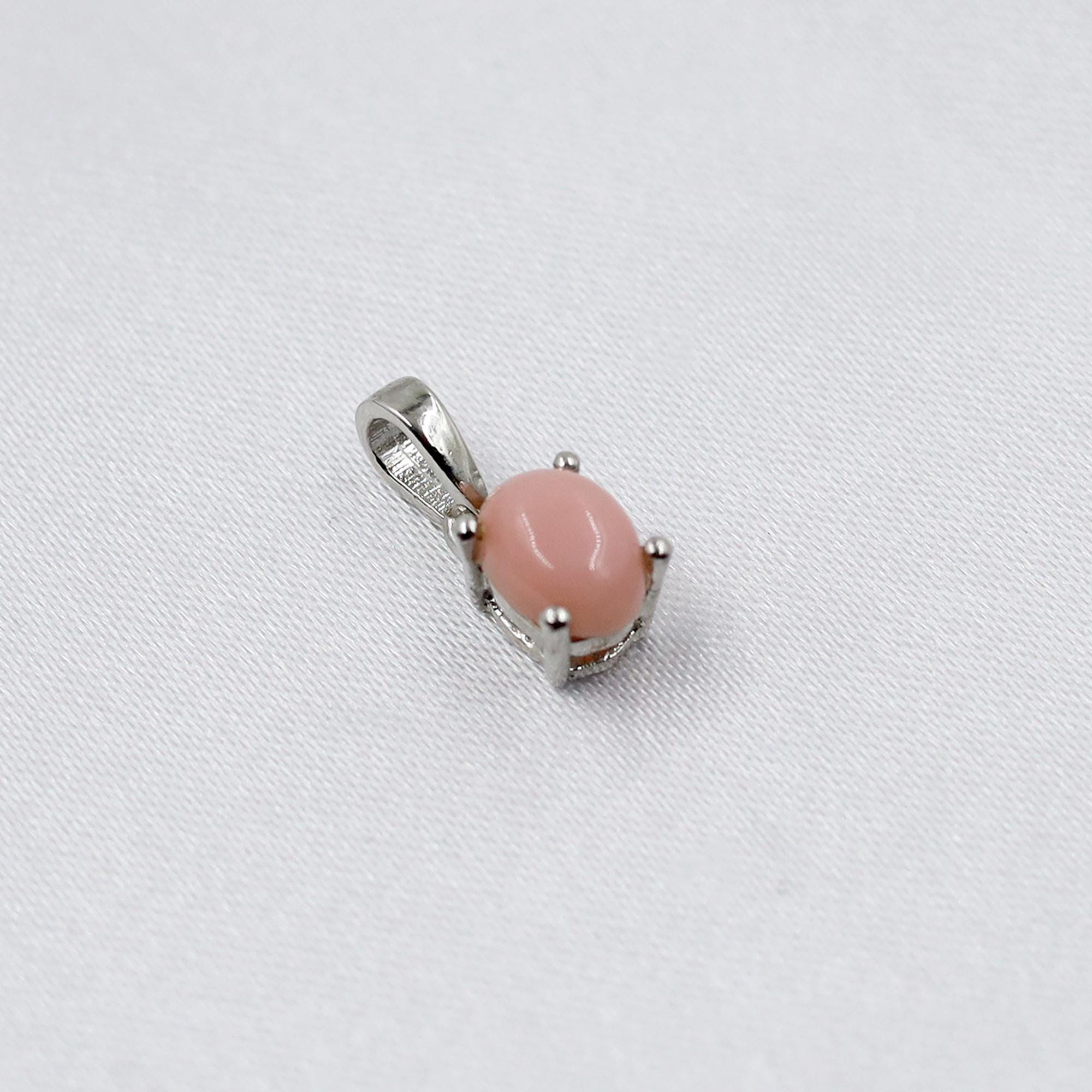 Natural Pink Opal Pendant: 925 Sterling Silver Gemstone Necklace