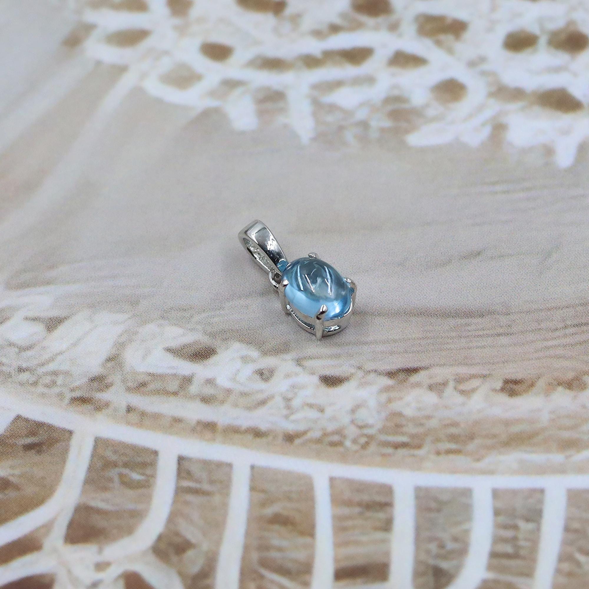 Swiss Blue Topaz Sterling Silver Necklace: December Birthstone Pendant