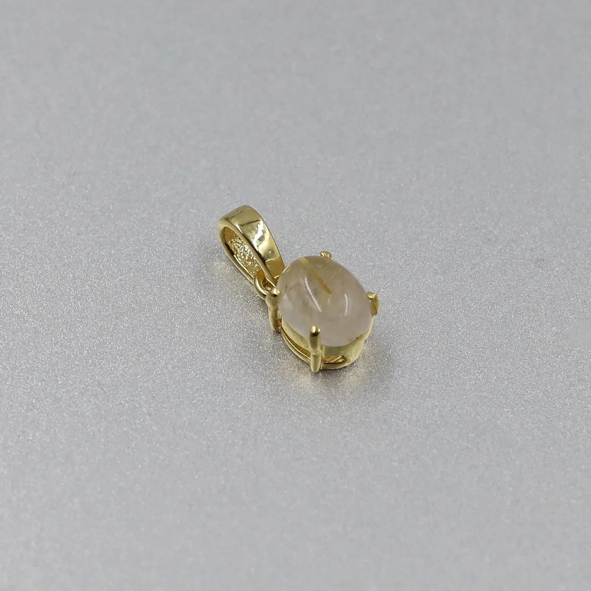 Golden Rutile Quartz 925 Sterling Silver Pendant - Oval Cabochon