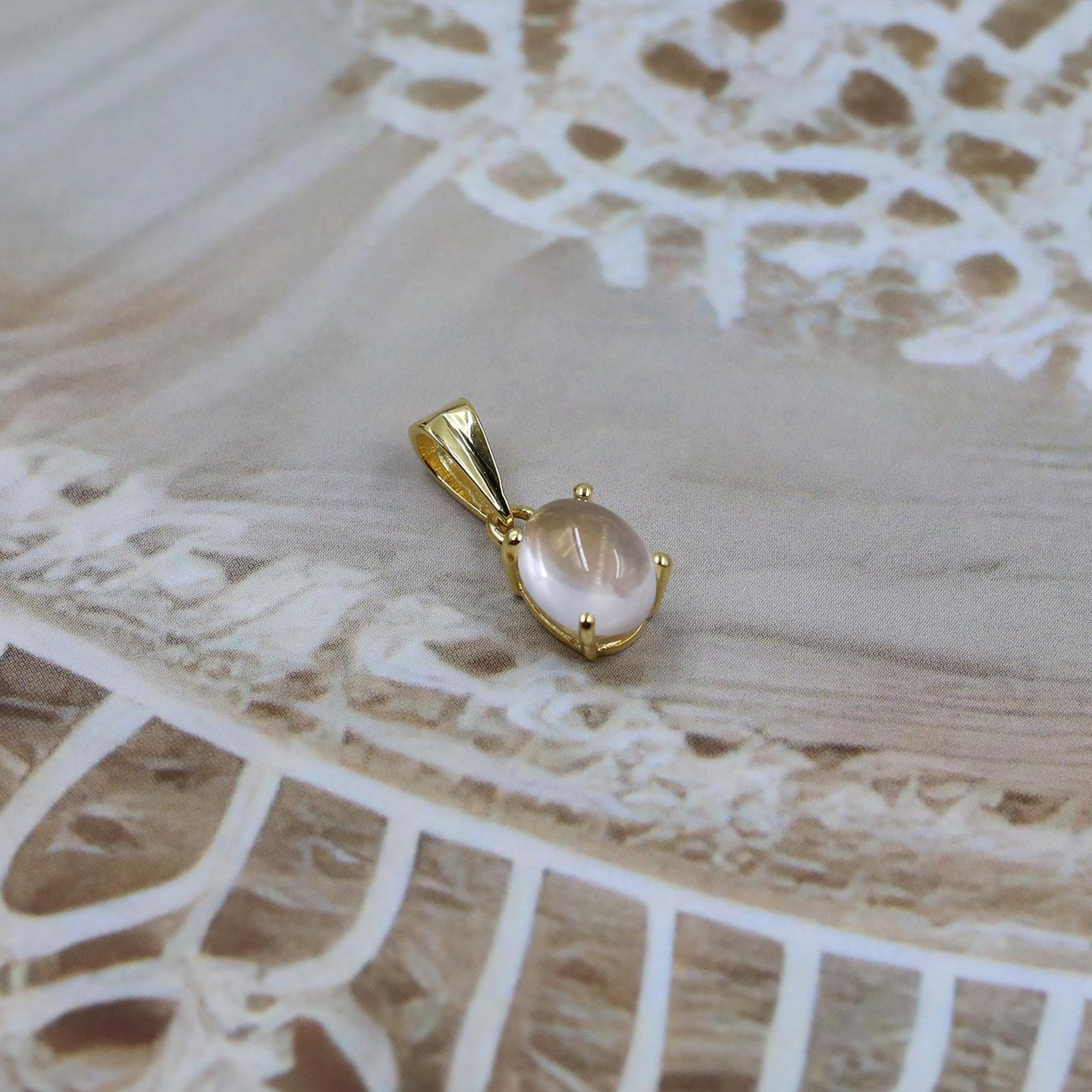 Vintage Rose Quartz Cabochon Pendant: 925 Sterling Silver, Bohemian Jewelry