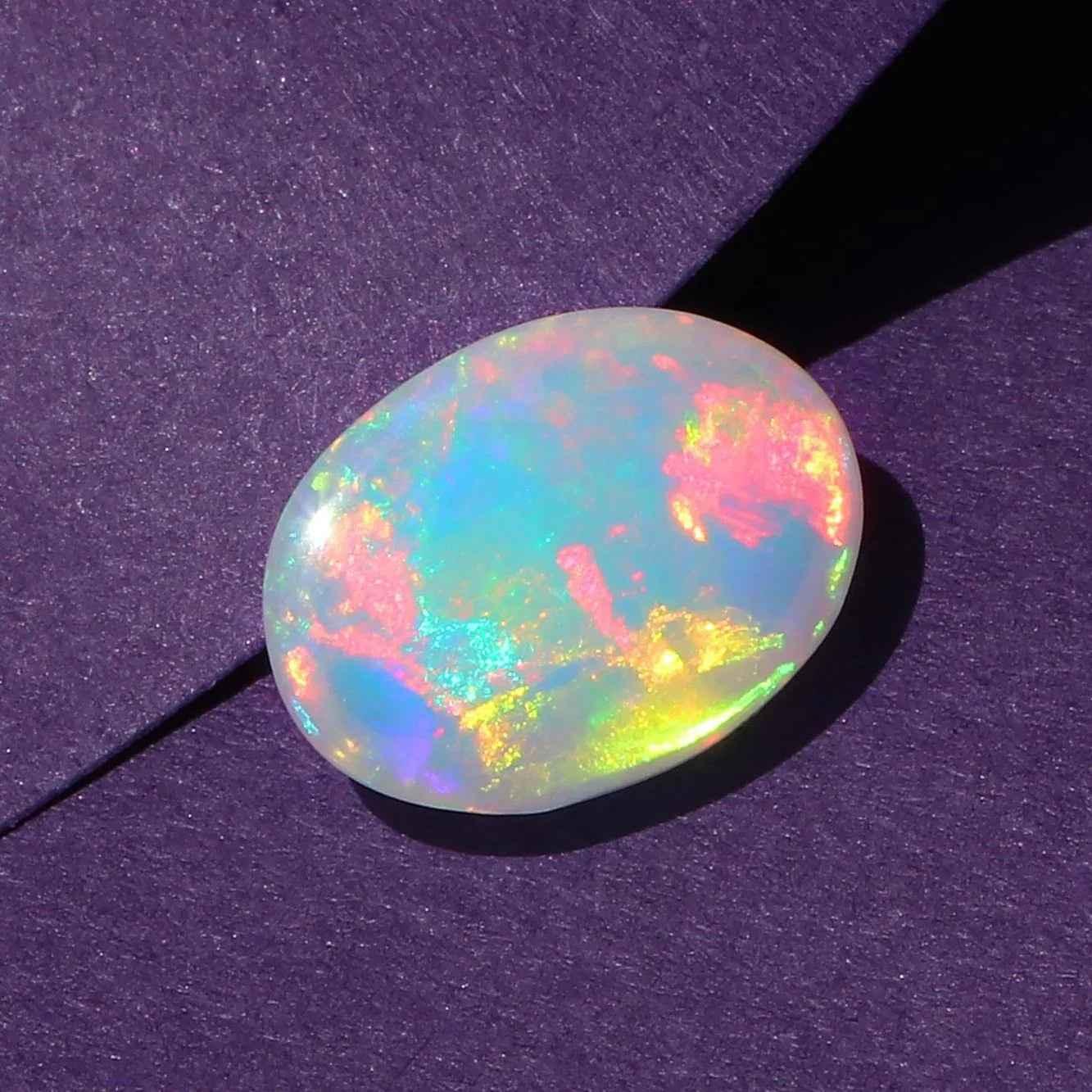 2.25 Carat White Ethiopian Opal Cabochon: Oval Loose Gemstone loose gemstones
