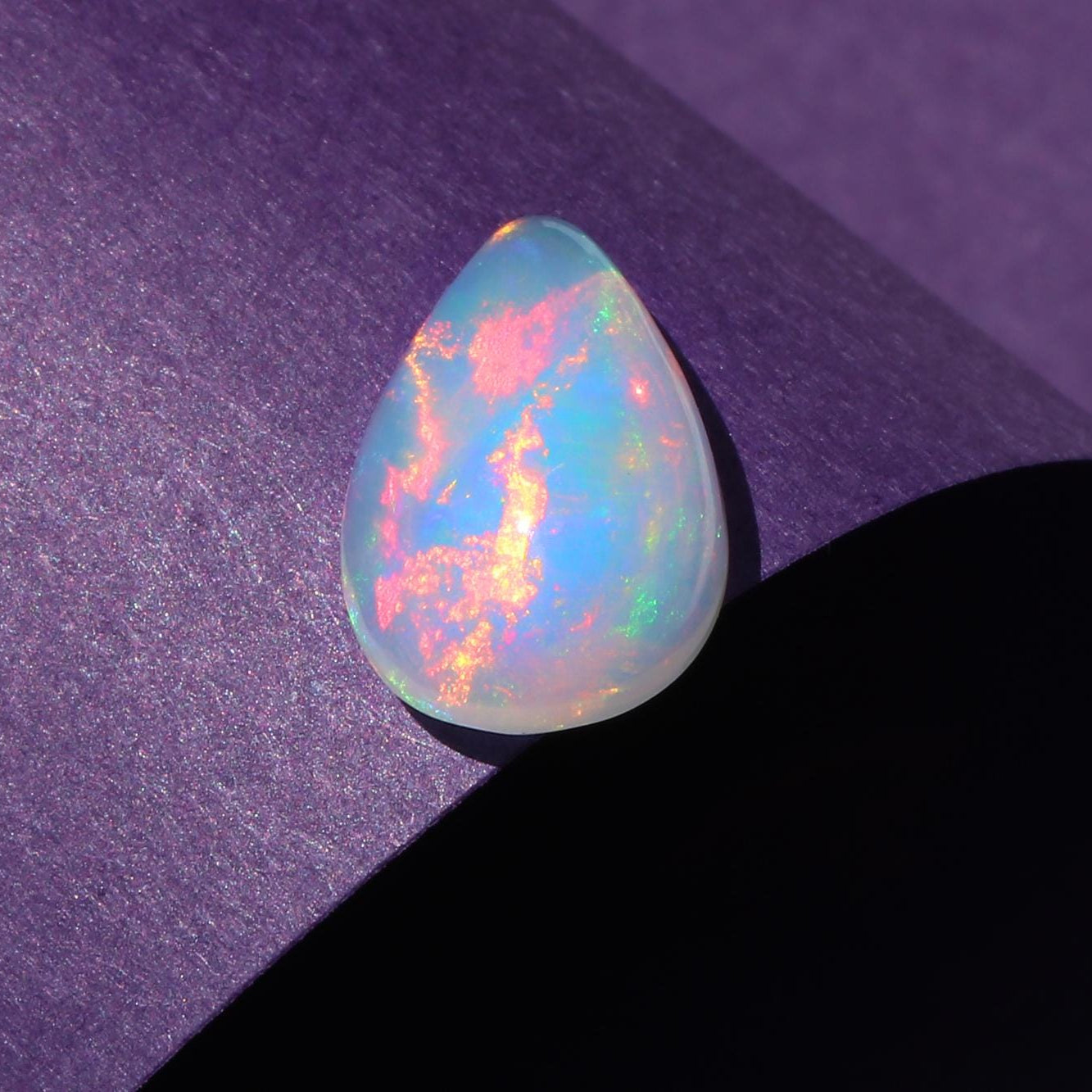 Ethiopian Fire Opal Cabochon: 2.65 Carat Pear-Shape Gemstone