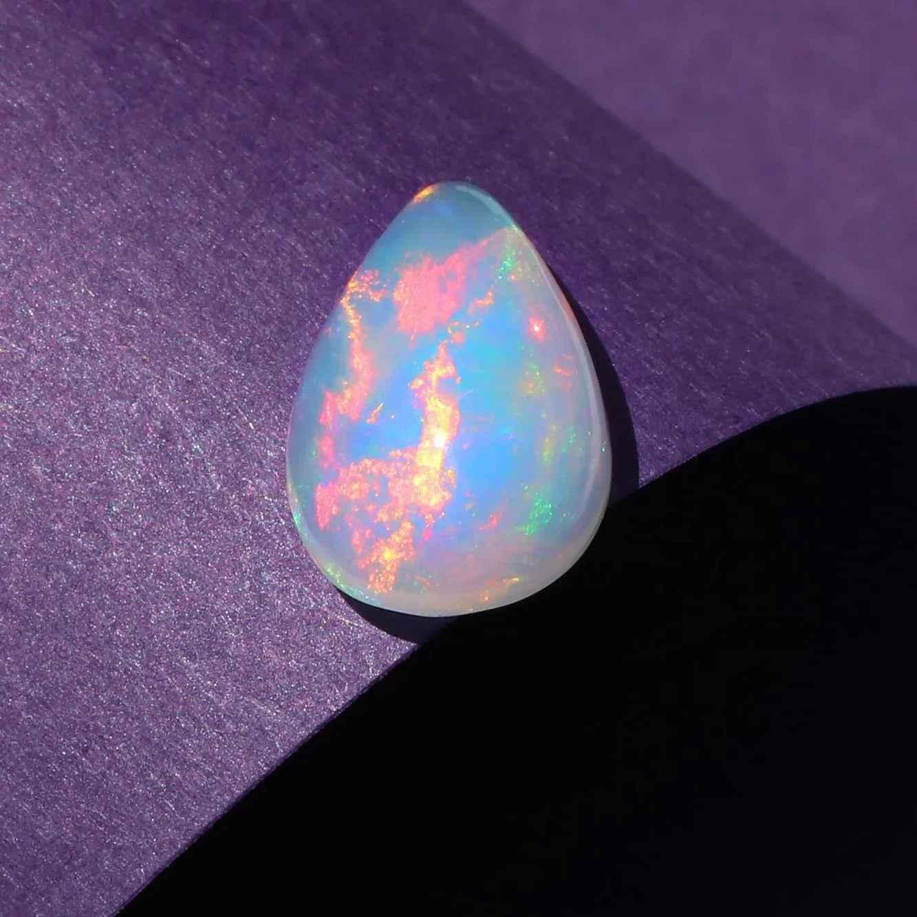Ethiopian Fire Opal Pear Gemstone Cabochon 2.65 Carat loose gemstones