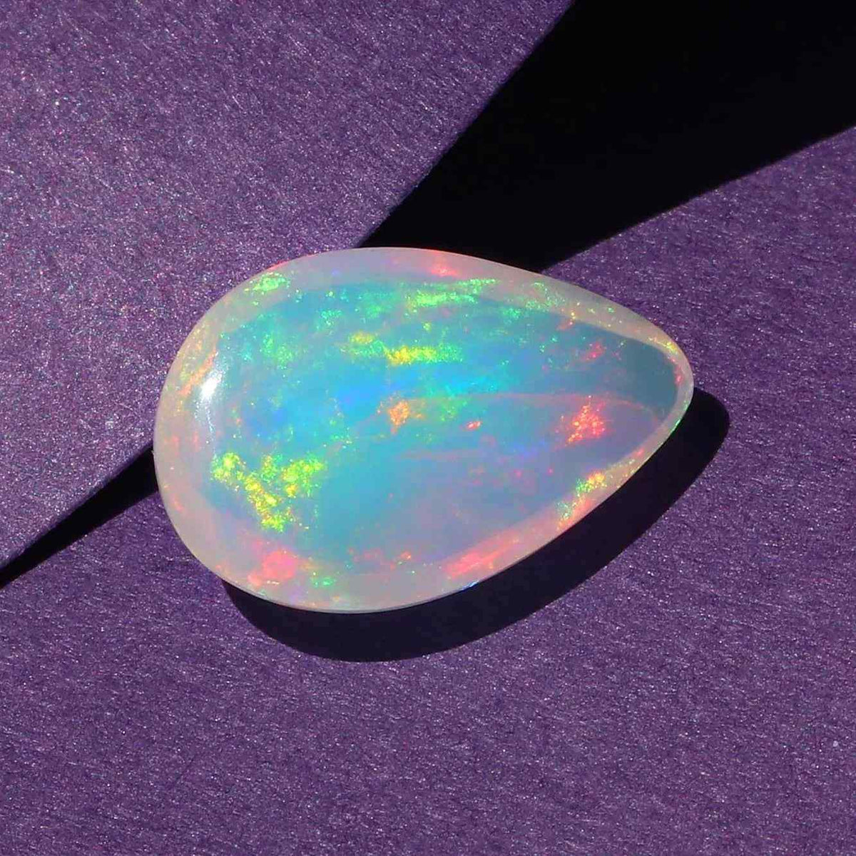 Ethiopian Fire Opal Pear Gemstone Cabochon 2.65 Carat Loose Gemstones