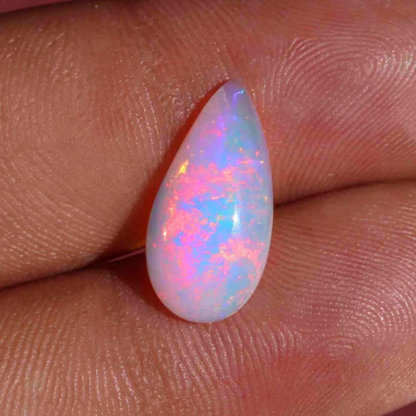 Ethiopian Opal Cabochon 2.80 Carat Pear-Shaped Fire Opal for Jewelry Making Loose Gemstones