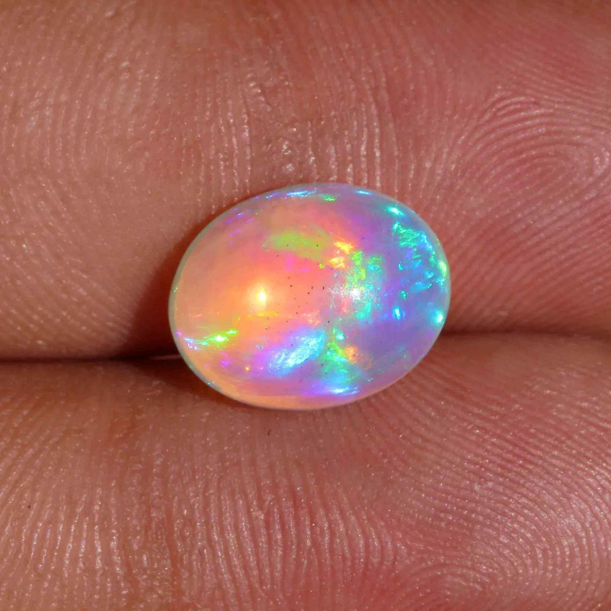 3.75 Carat Oval White Ethiopian Fire Opal Cabochon for DIY Jewelry Making Loose Gemstones