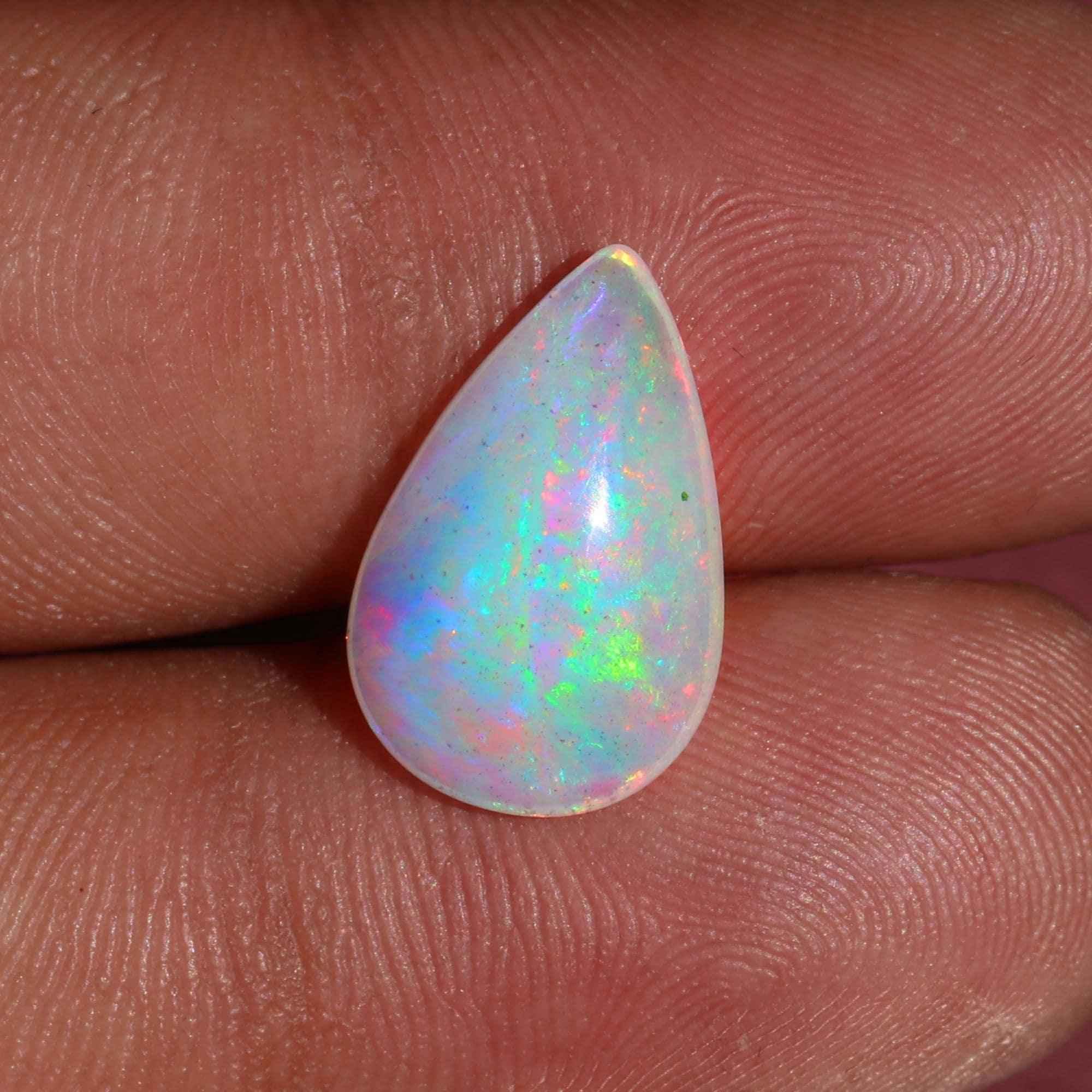 4.25 Carat Ethiopian Fire Opal Cabochon Pear Gemstone for Fine Jewelry loose gemstones