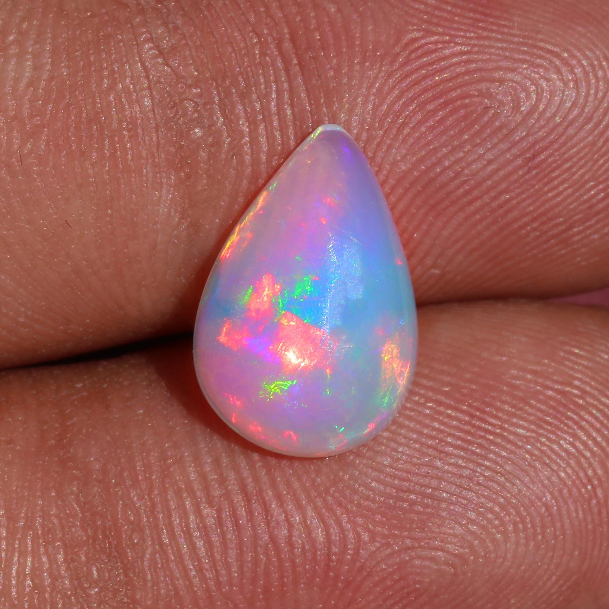 Ethiopian Fire Opal Cabochon: 2.32 Carat Pear Shape Loose Gemstone
