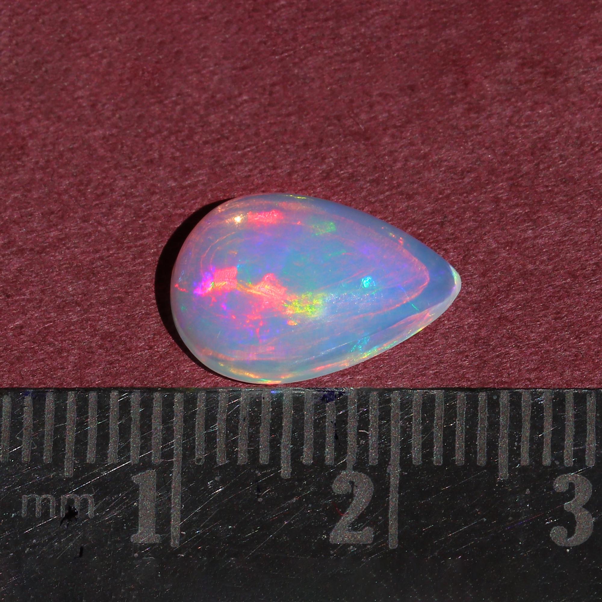 Ethiopian Fire Opal Cabochon: 2.32 Carat Pear Shape Loose Gemstone