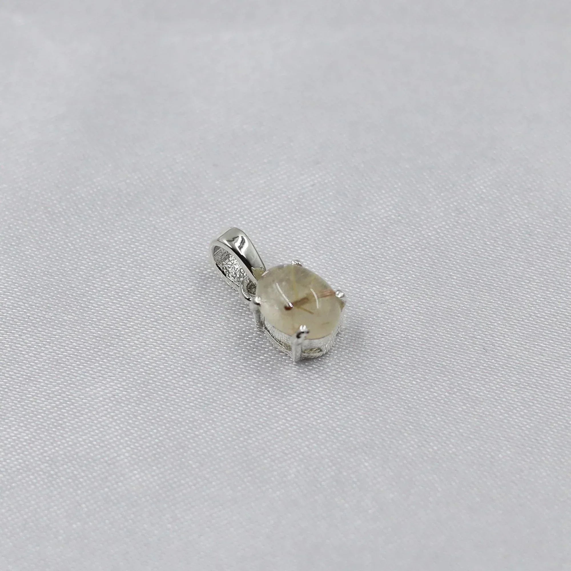 Rutilated Quartz Pendant: Natural Golden Rutile, Sterling Silver Necklace