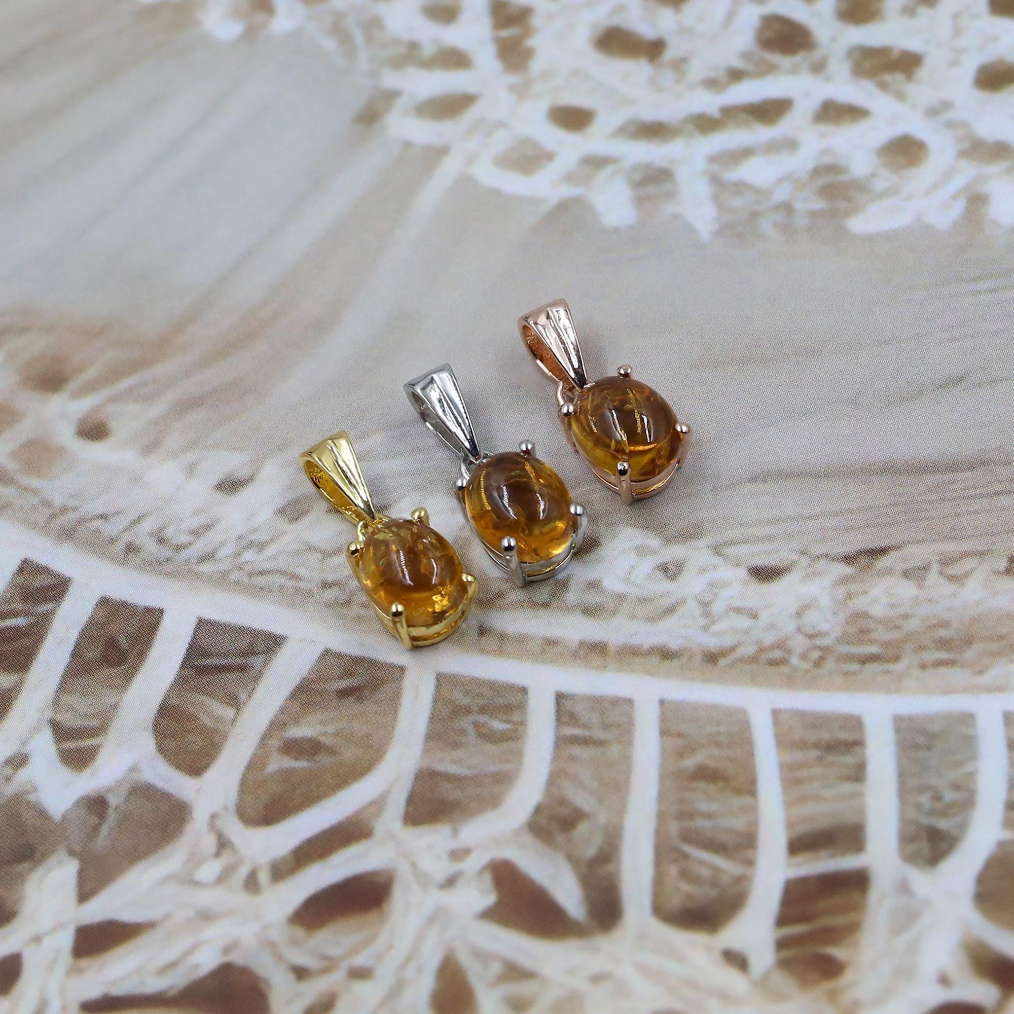 Natural Citrine Pendant: Handmade 925 Silver Oval Jewelry