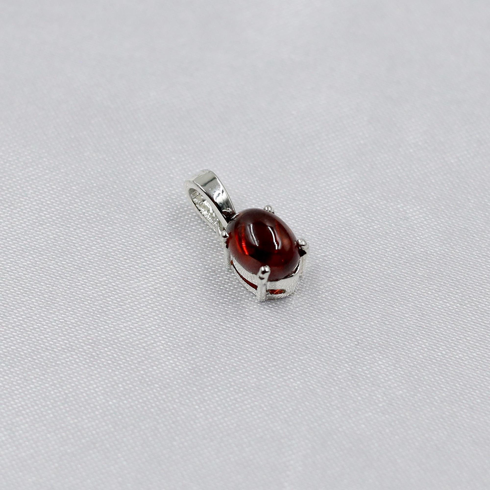 Natural Garnet Pendant Necklace: 925 Silver, January Birthstone