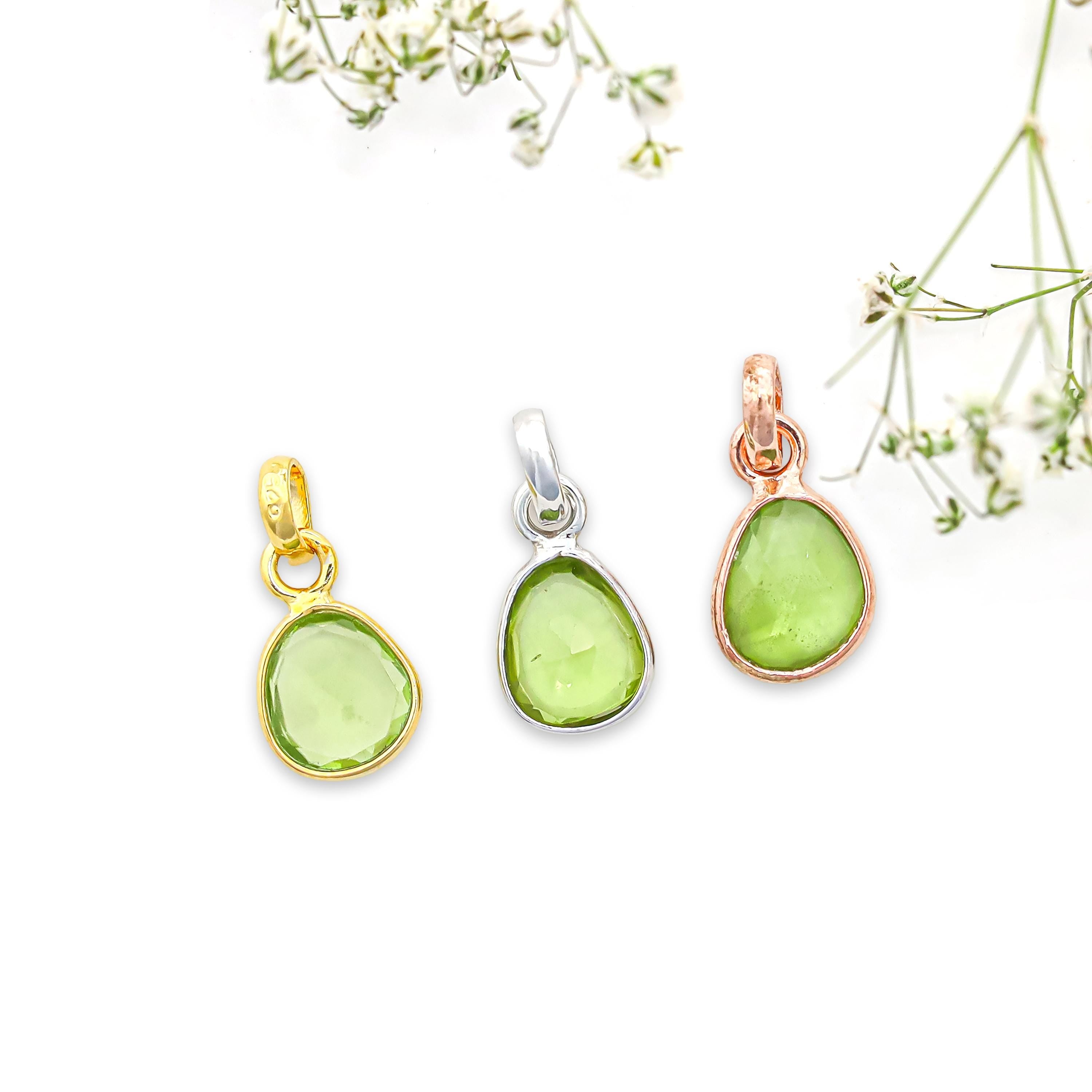 Raw Peridot Pendant: Sterling Silver Boho Necklace, August Birthstone