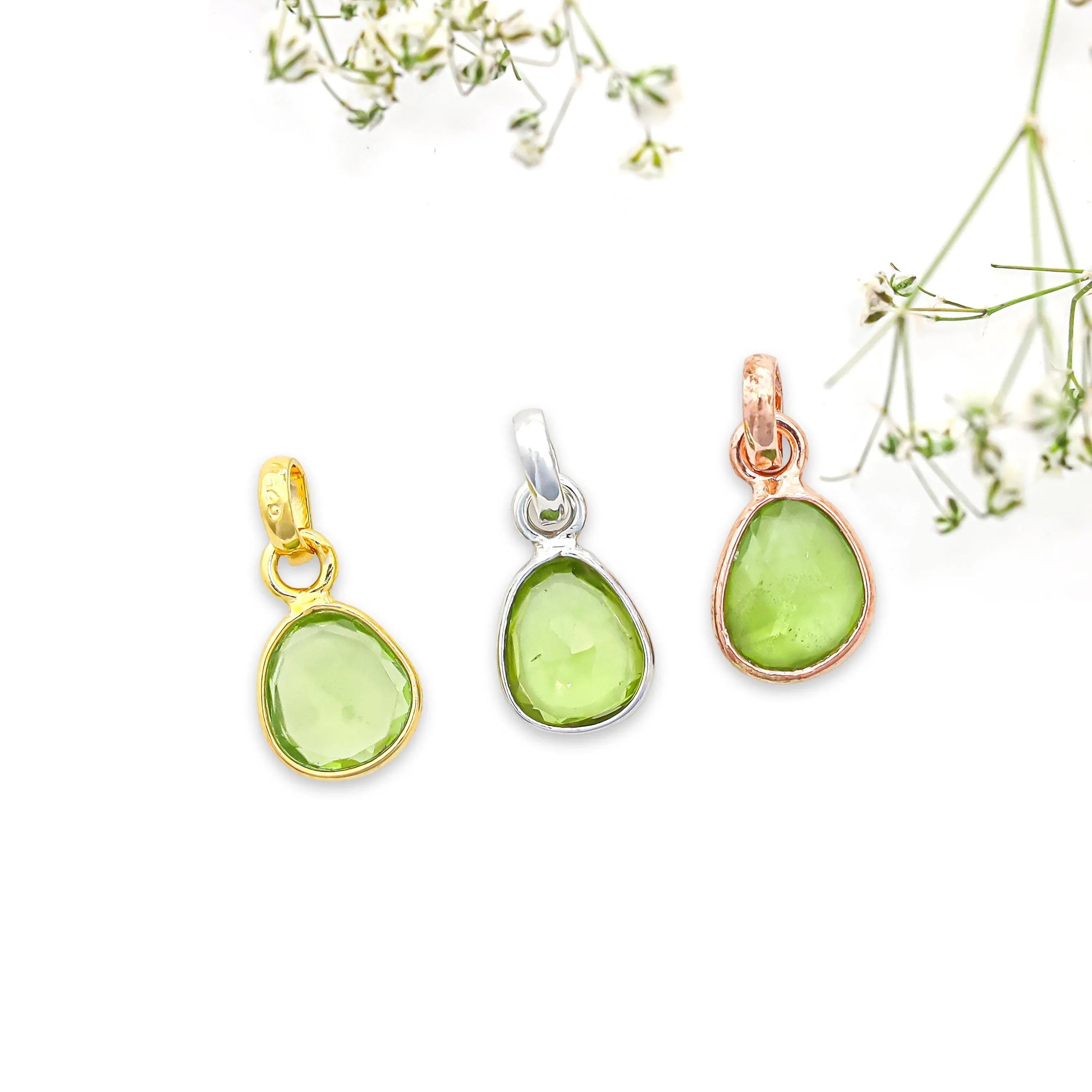 Raw Peridot Pendant: Sterling Silver Boho Necklace, August Birthstone - Himalya Quartz