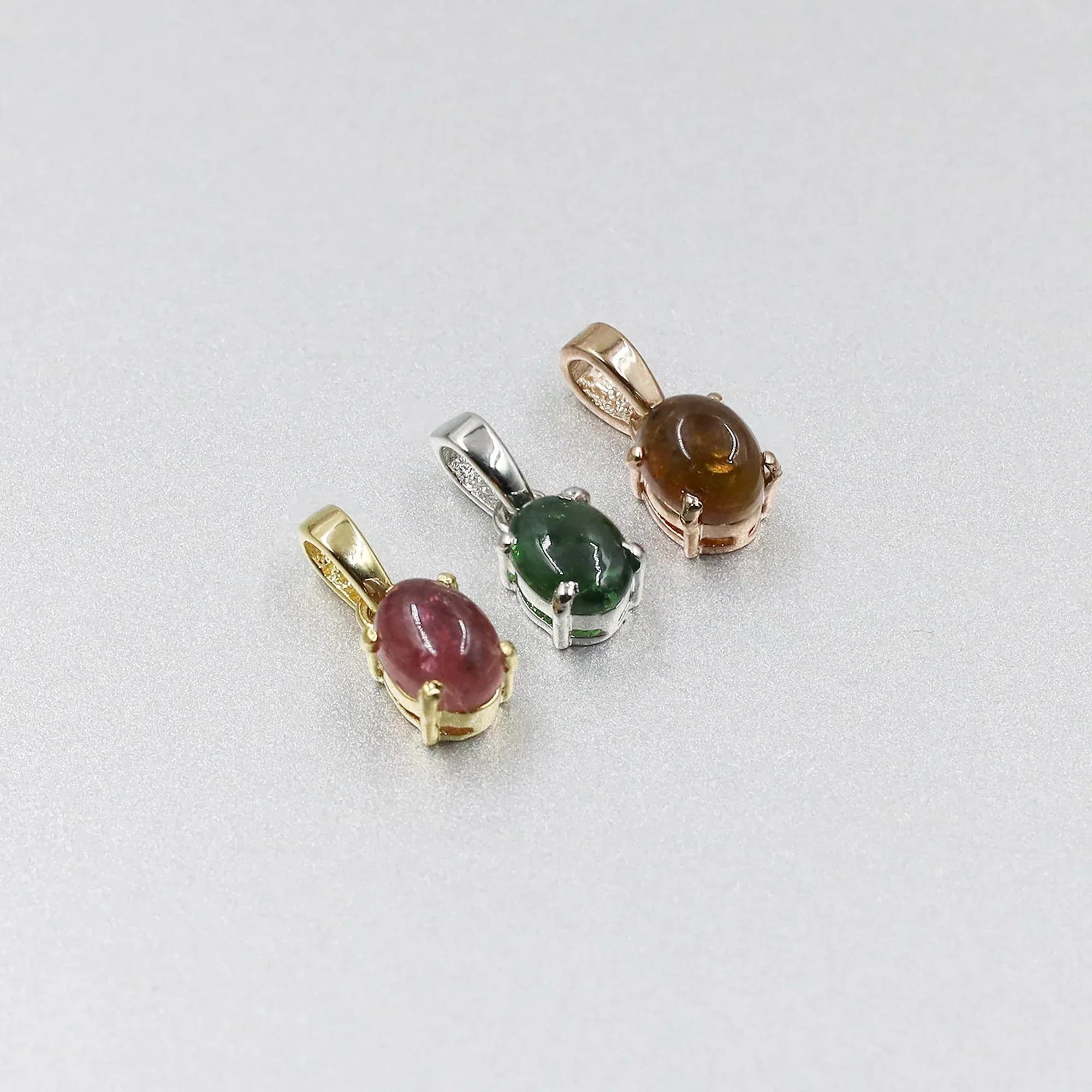 925 Silver Cabochon Tourmaline Pendant: Natural Gemstone Necklace
