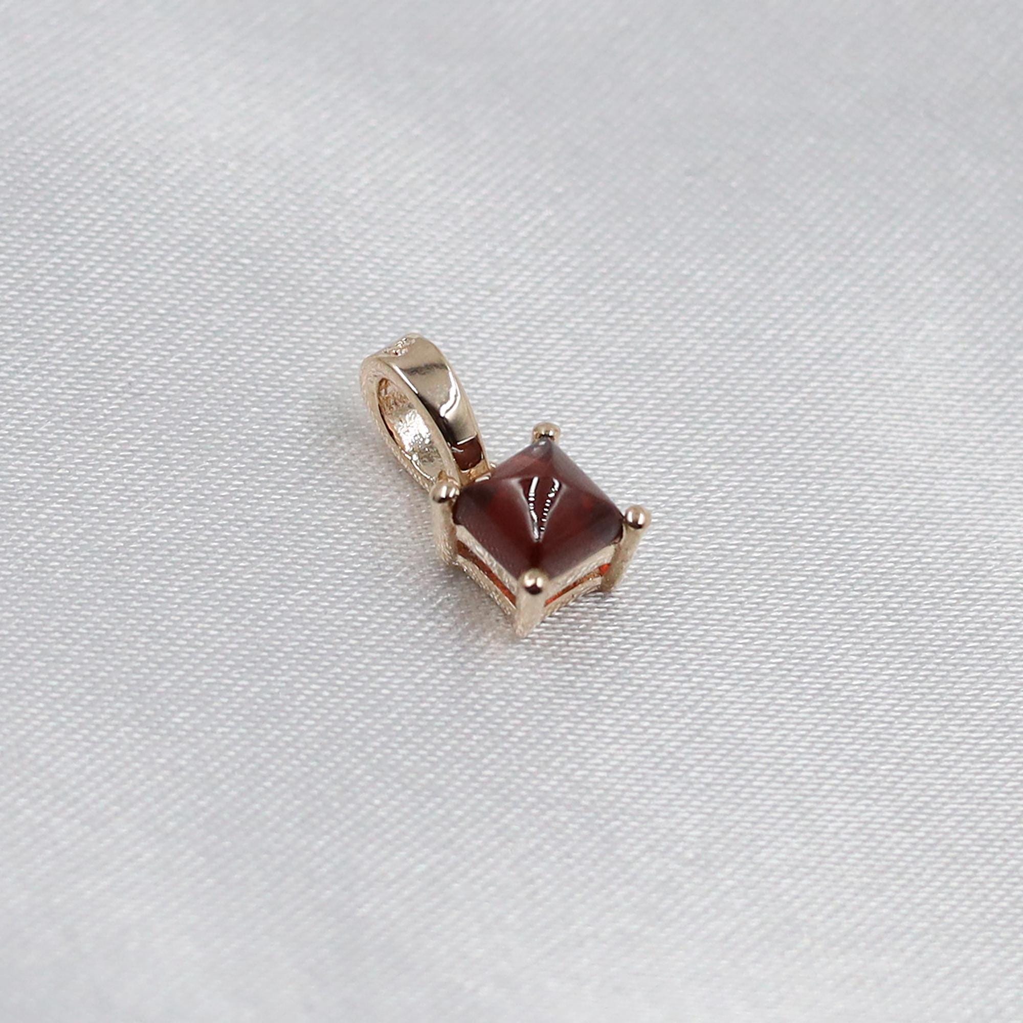 Garnet Pendant Necklace: Natural Gemstone, Rose Gold & Yellow Gold Silver