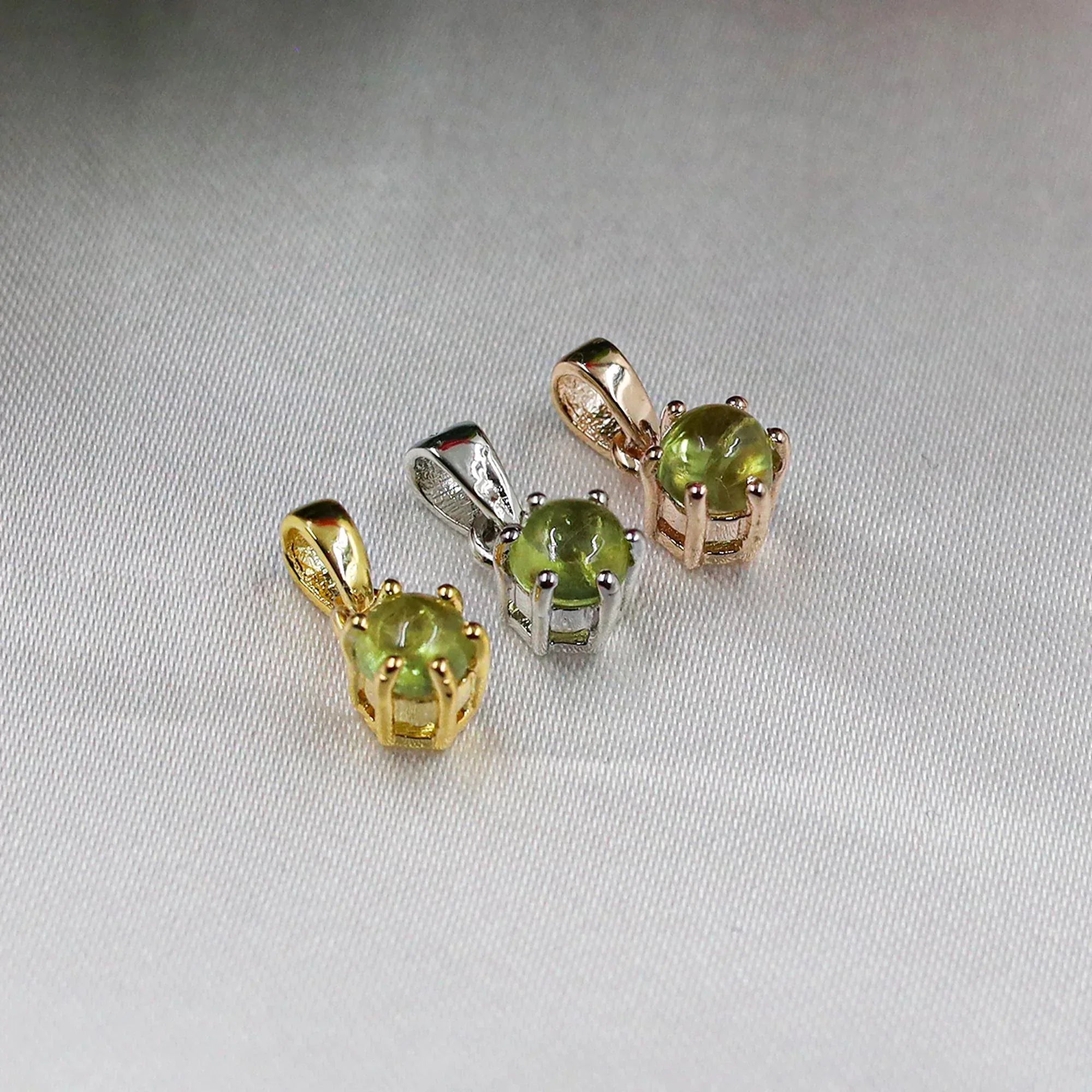 Sterling Silver Peridot Pendant: Round Green Gemstone Necklace