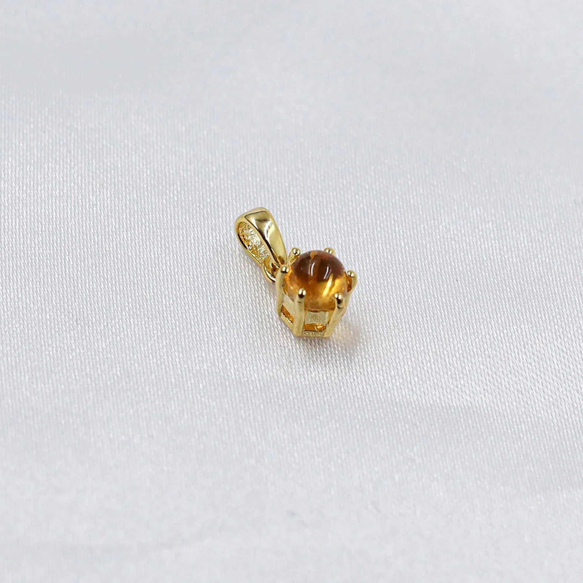 Dainty Citrine Pendant Necklace: 925 Sterling Silver, November Birthstone