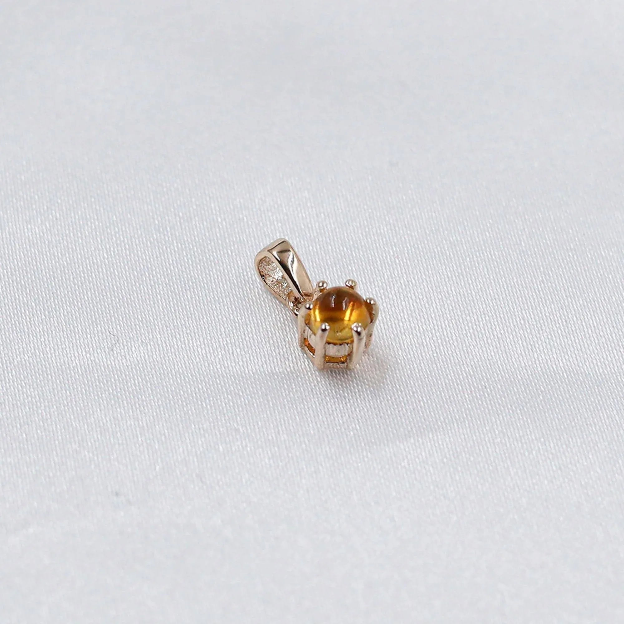 Dainty Citrine Pendant Necklace: 925 Sterling Silver, November Birthstone