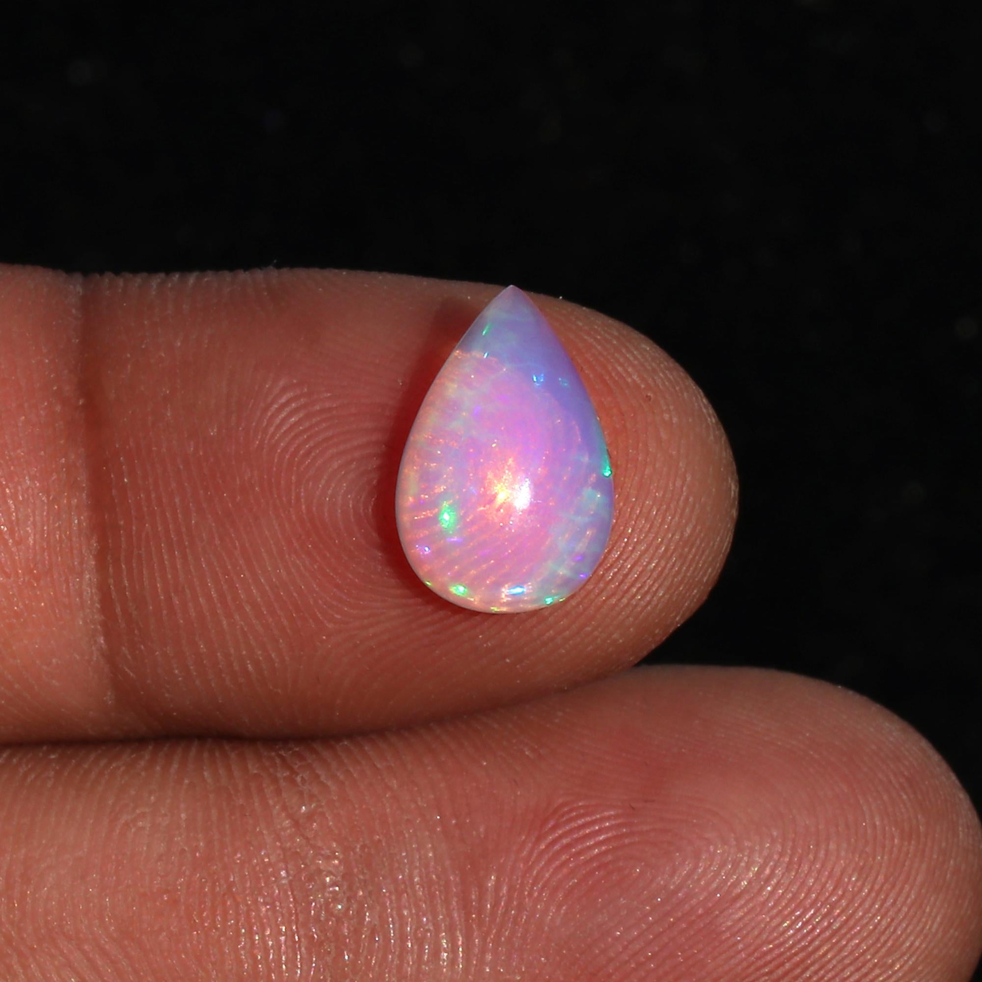 Pear Ethiopian Opal Cabochon: Welo Gemstone, October Birthstone (8x12mm